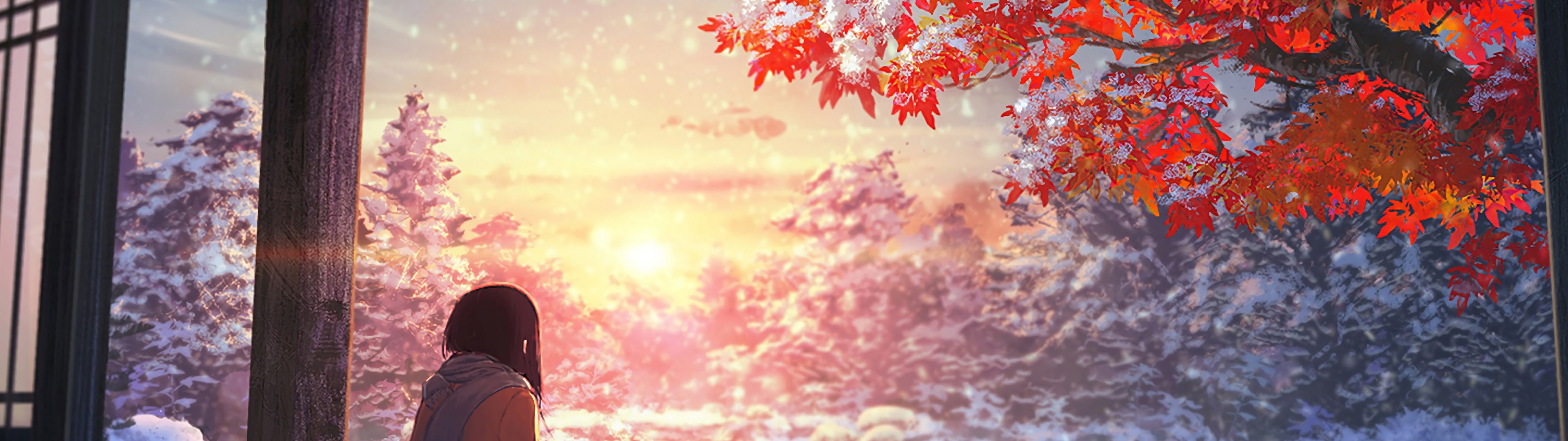 Anime Scenery Autumn Sunset 4K