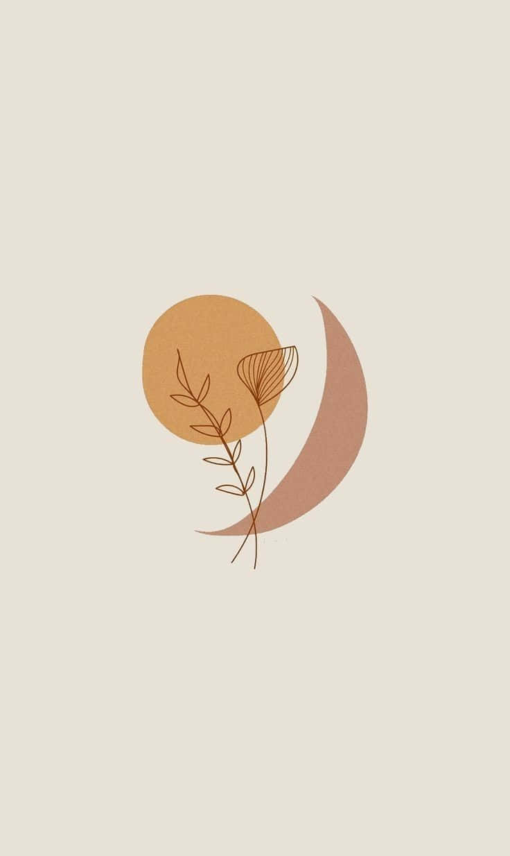 Download A Logo With A Flower And A Moon Wallpaper