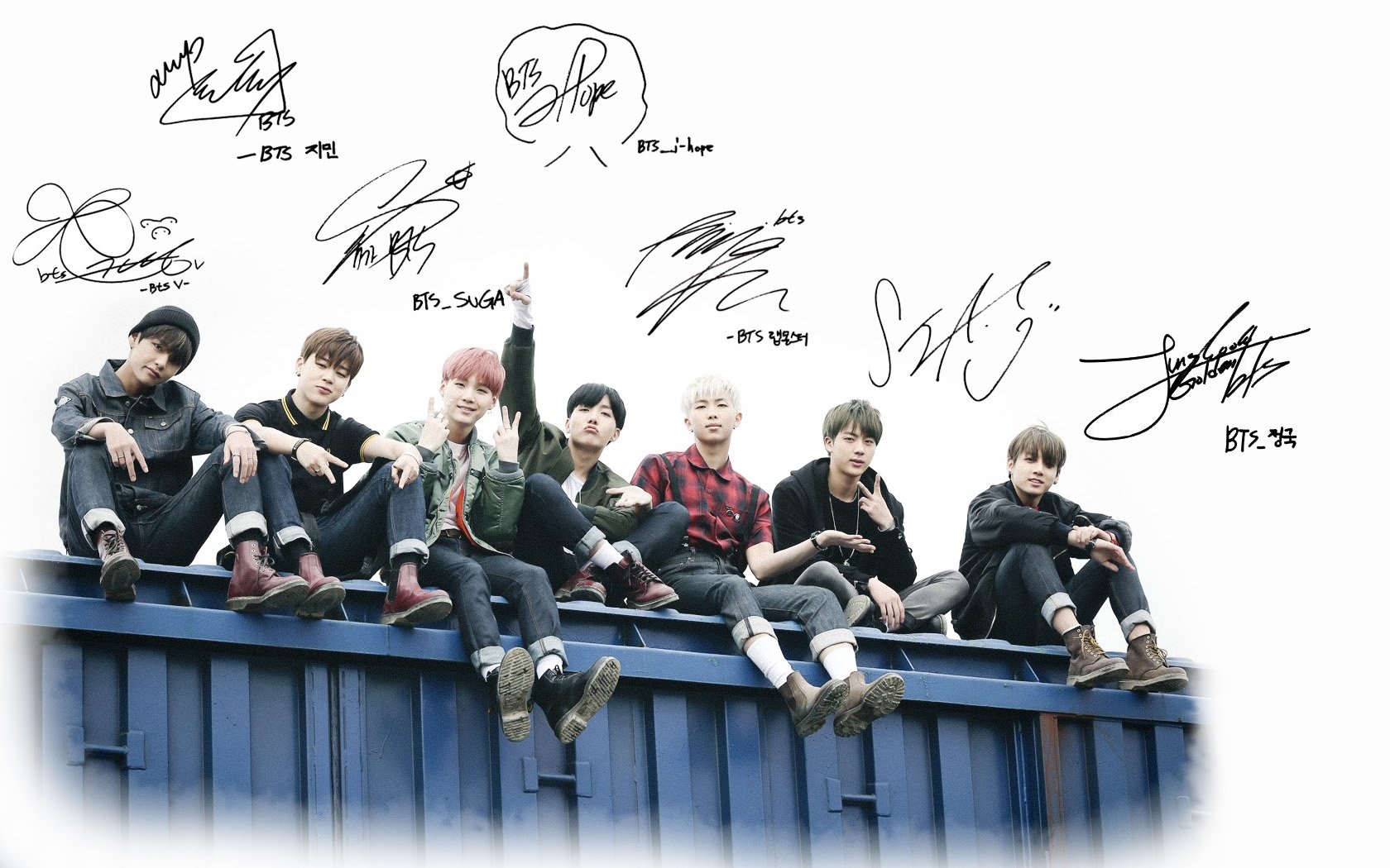 BTS Music Band Autographed HD Wallpaper