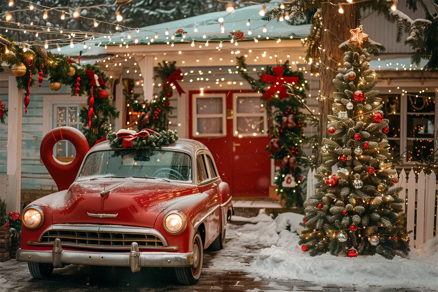 Red Vintage Car Backdrop BRP9 43