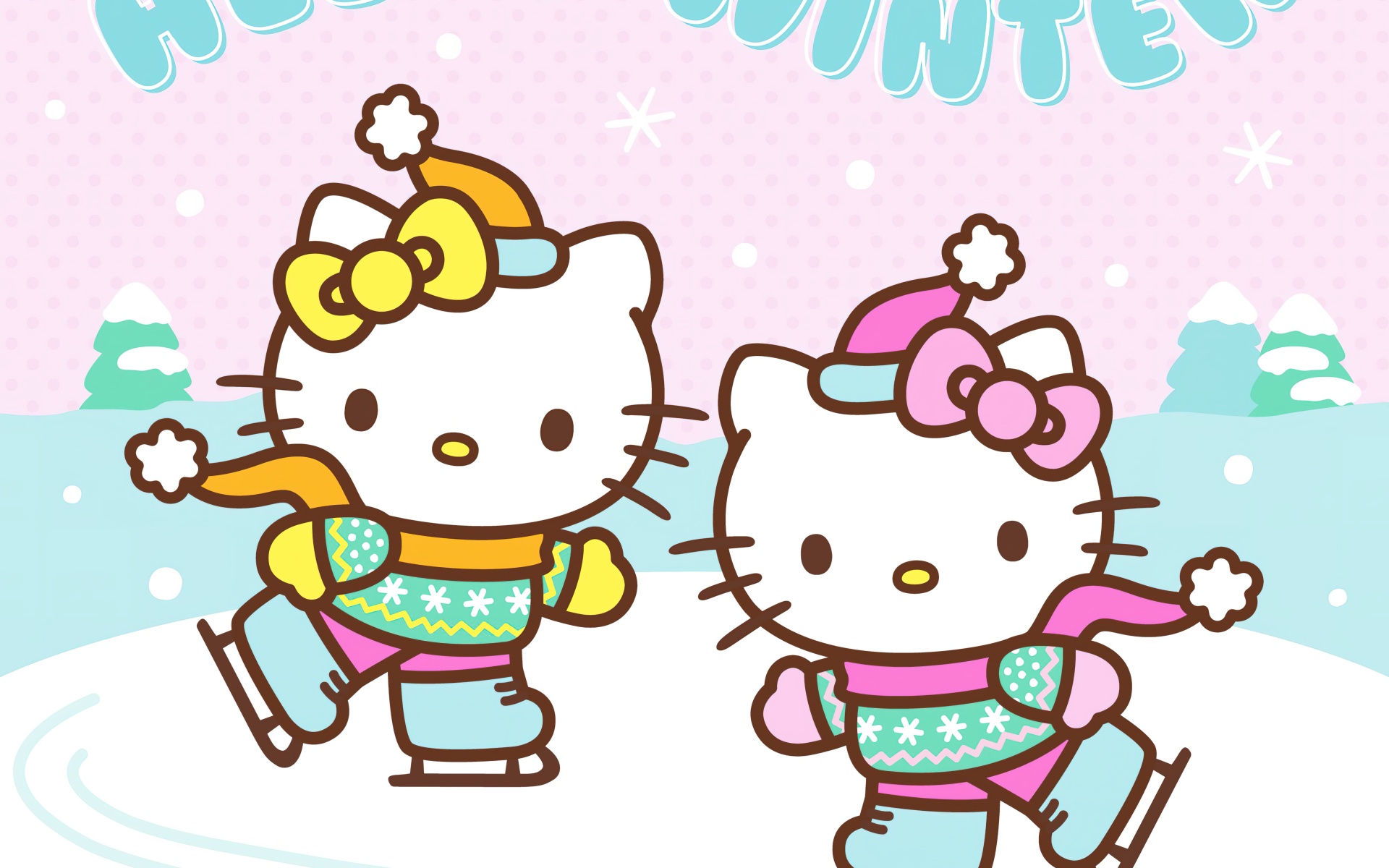 Hello winter Wallpaper 4K, Hello Kitty