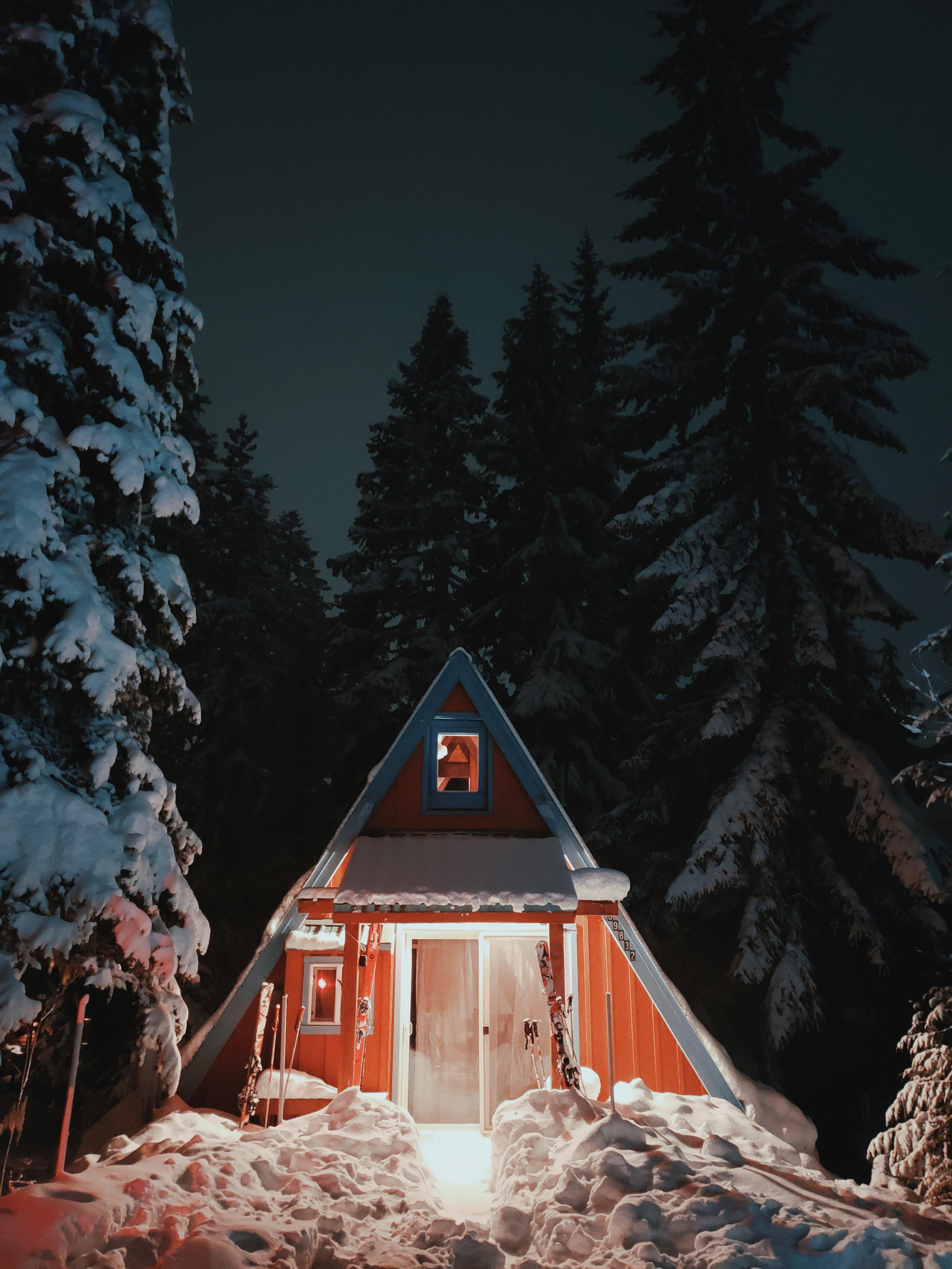 Brown Wooden Cabin Beside Snow · Free