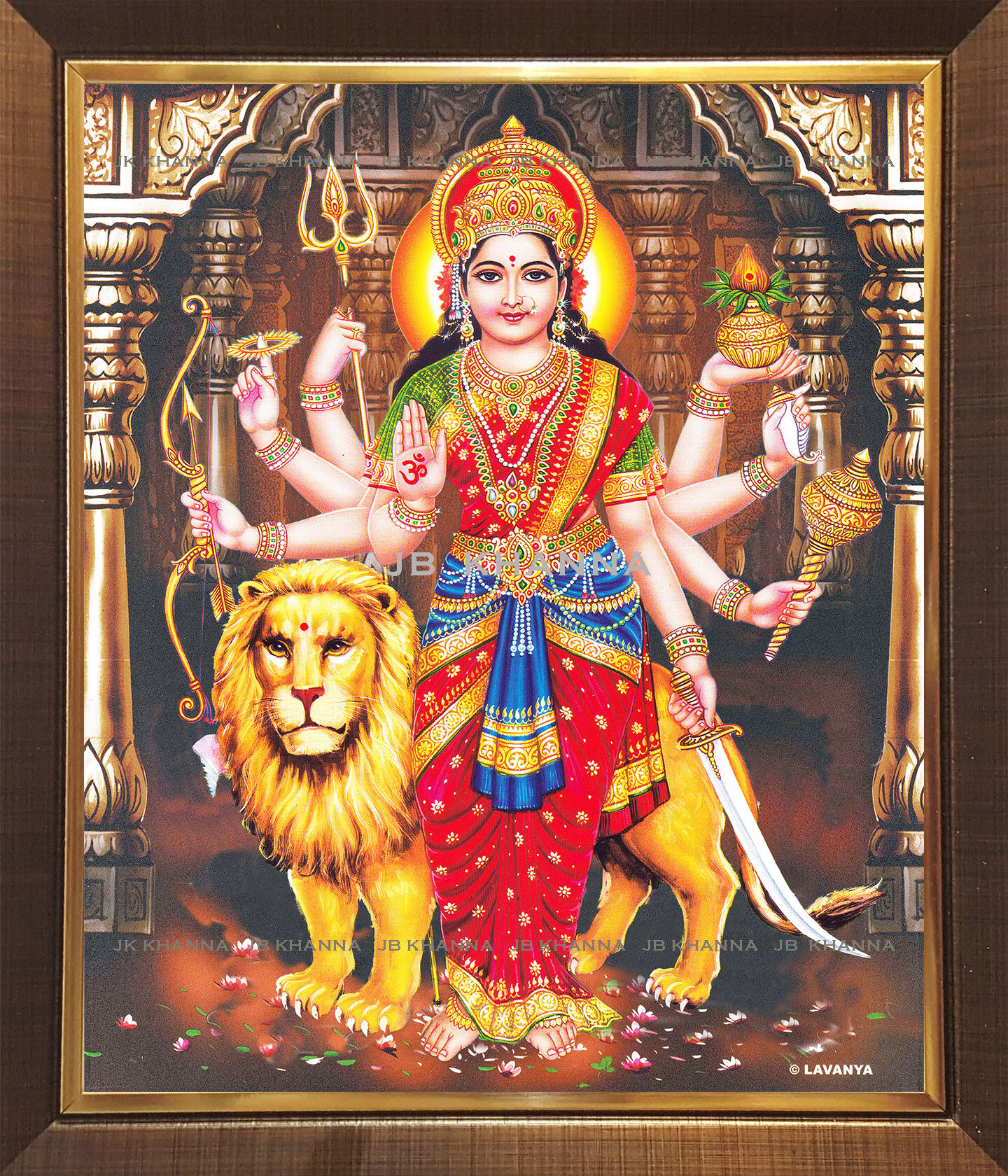 Durga Lion Digital Photo with Frame