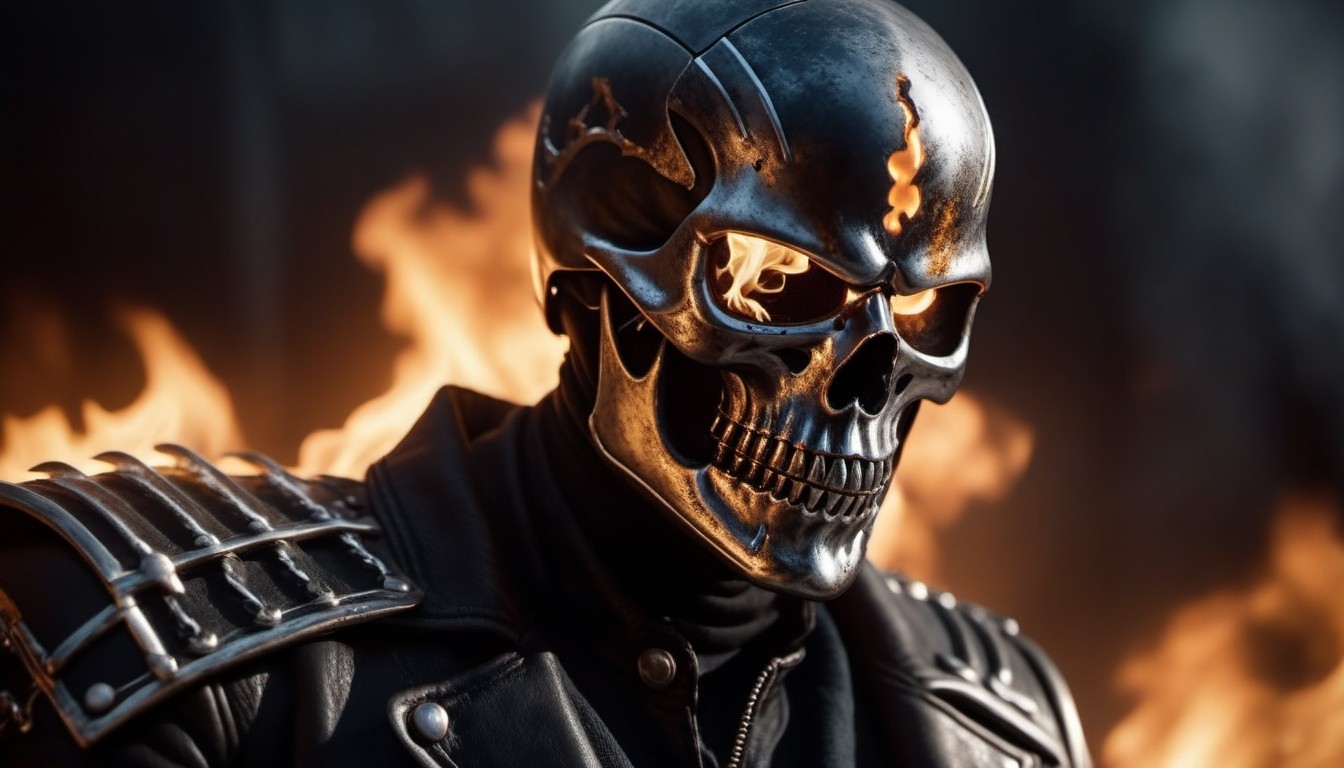 Detailed Ghost Rider Close Up. Stable