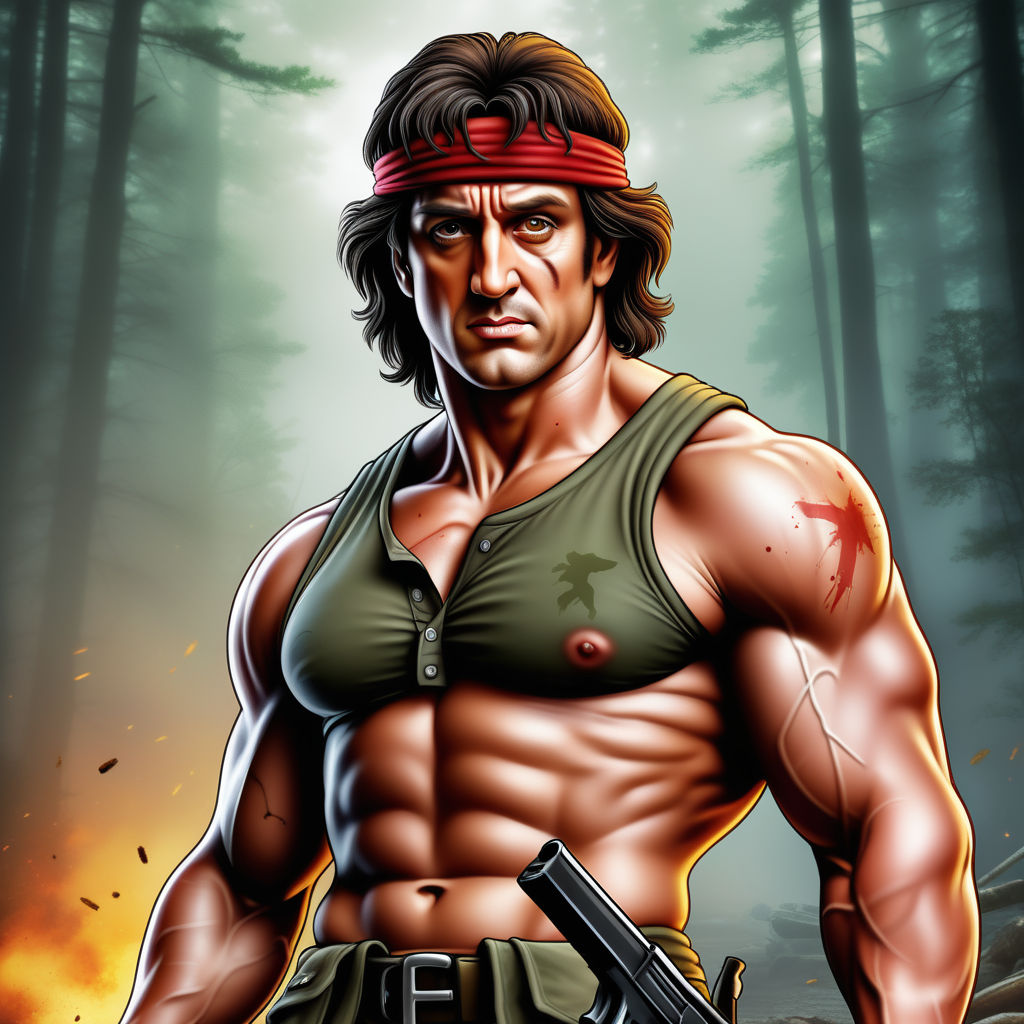creates an image of strong rambo in