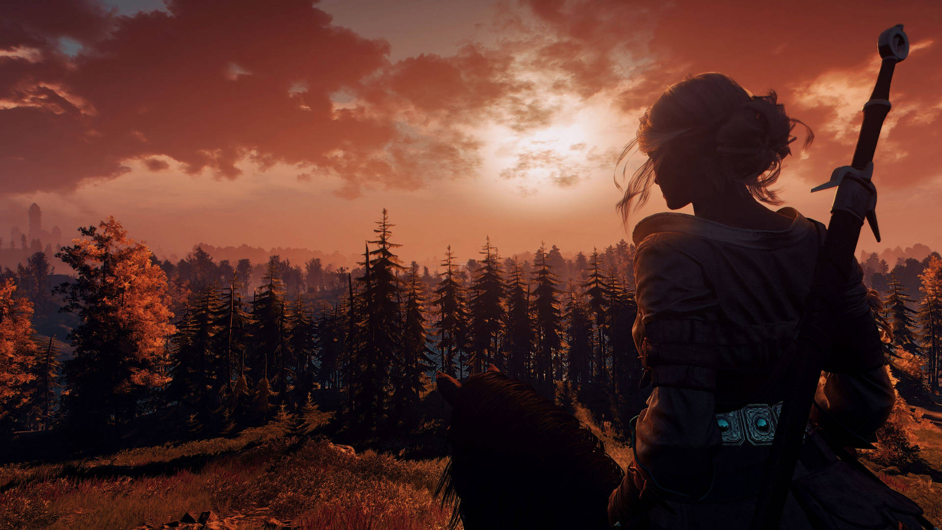 Witcher Wields Her Sword Wallpaper