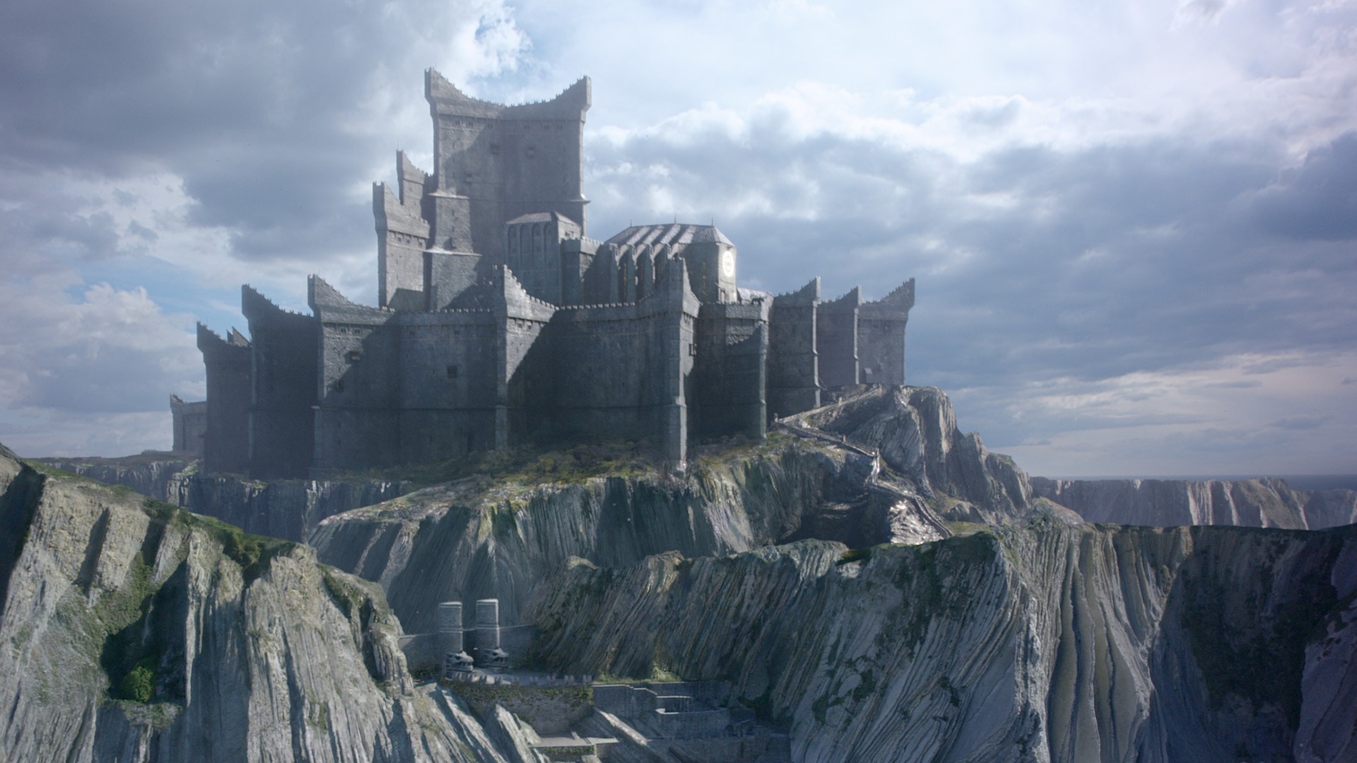 Wallpaper mountains, castle, fortress, Dragonstone, Game Of Thrones 7 for mobile and desktop, section рендеринг, resolution 1920x1080