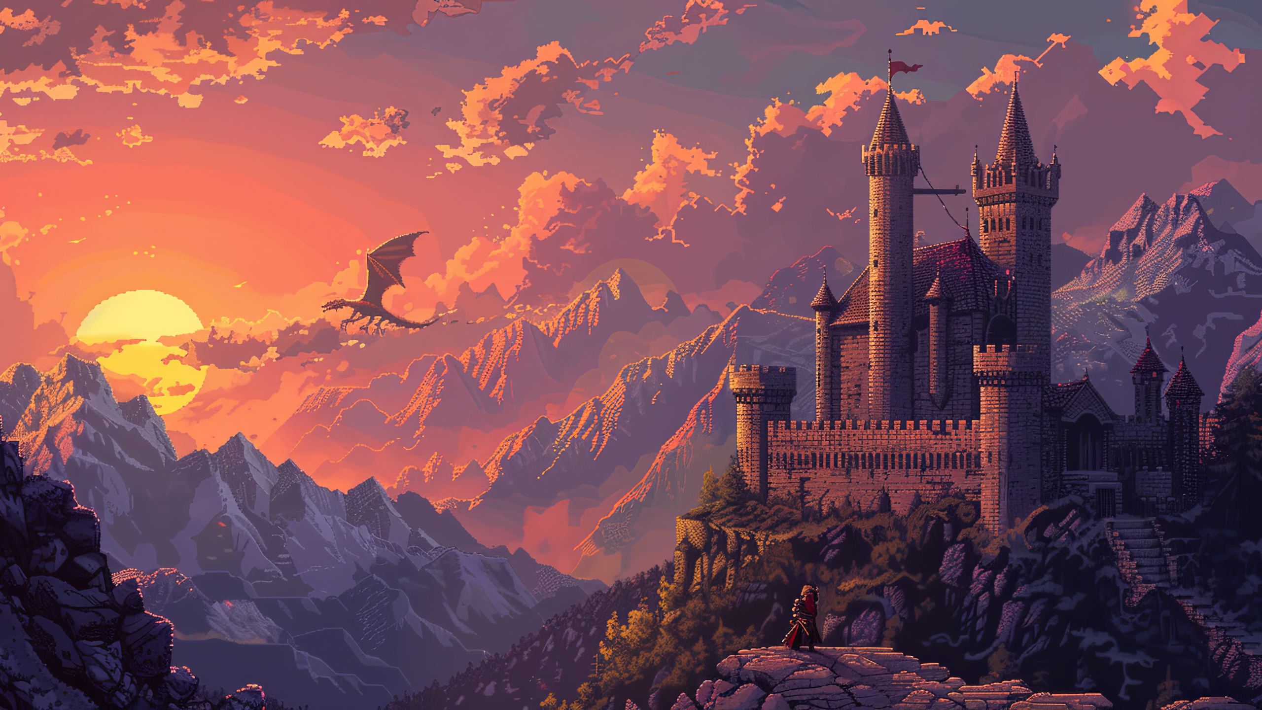 Stream wallpaper Pixelart castle