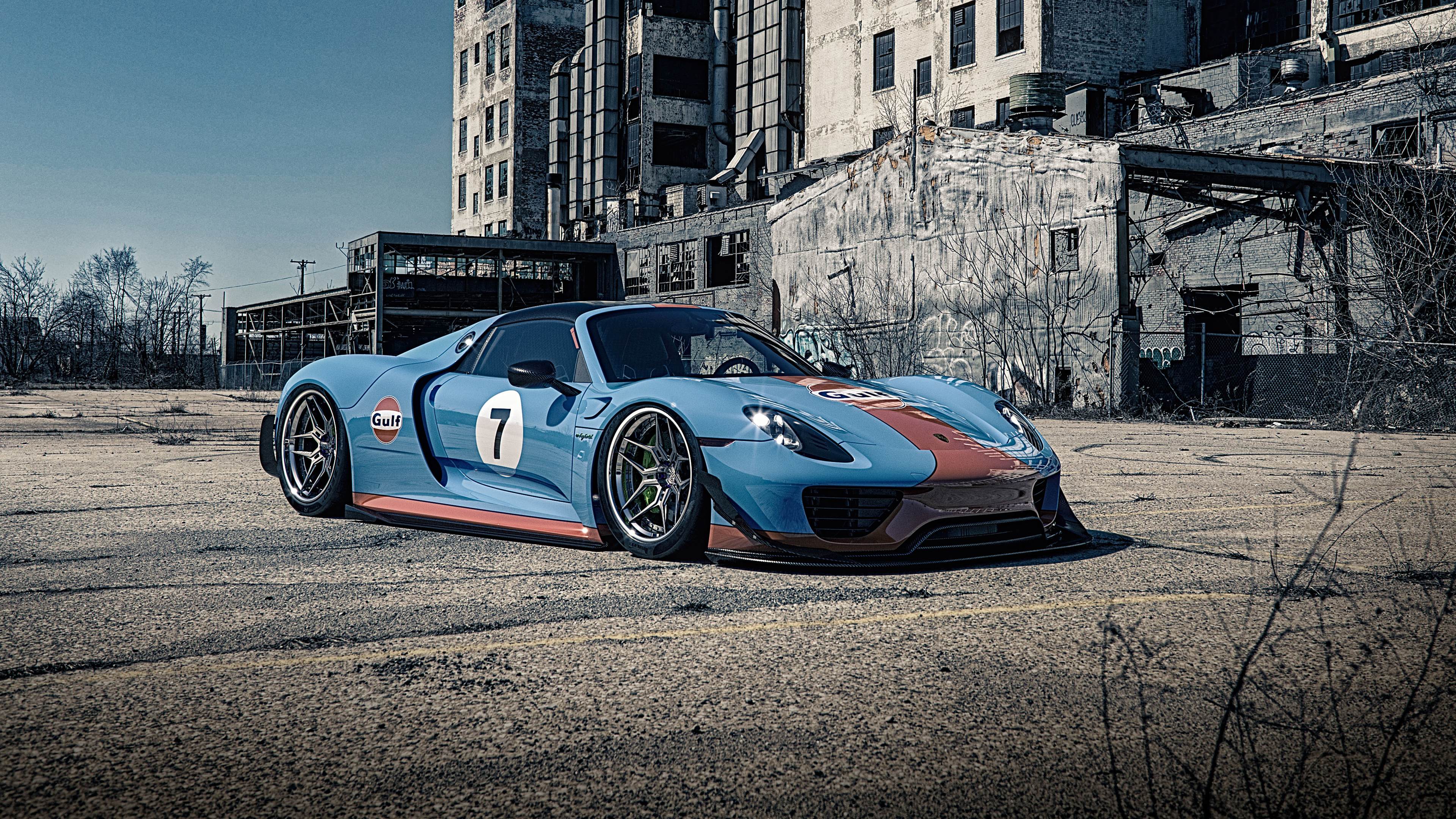 Porsche 918 Gulf 4K Wallpaper Car