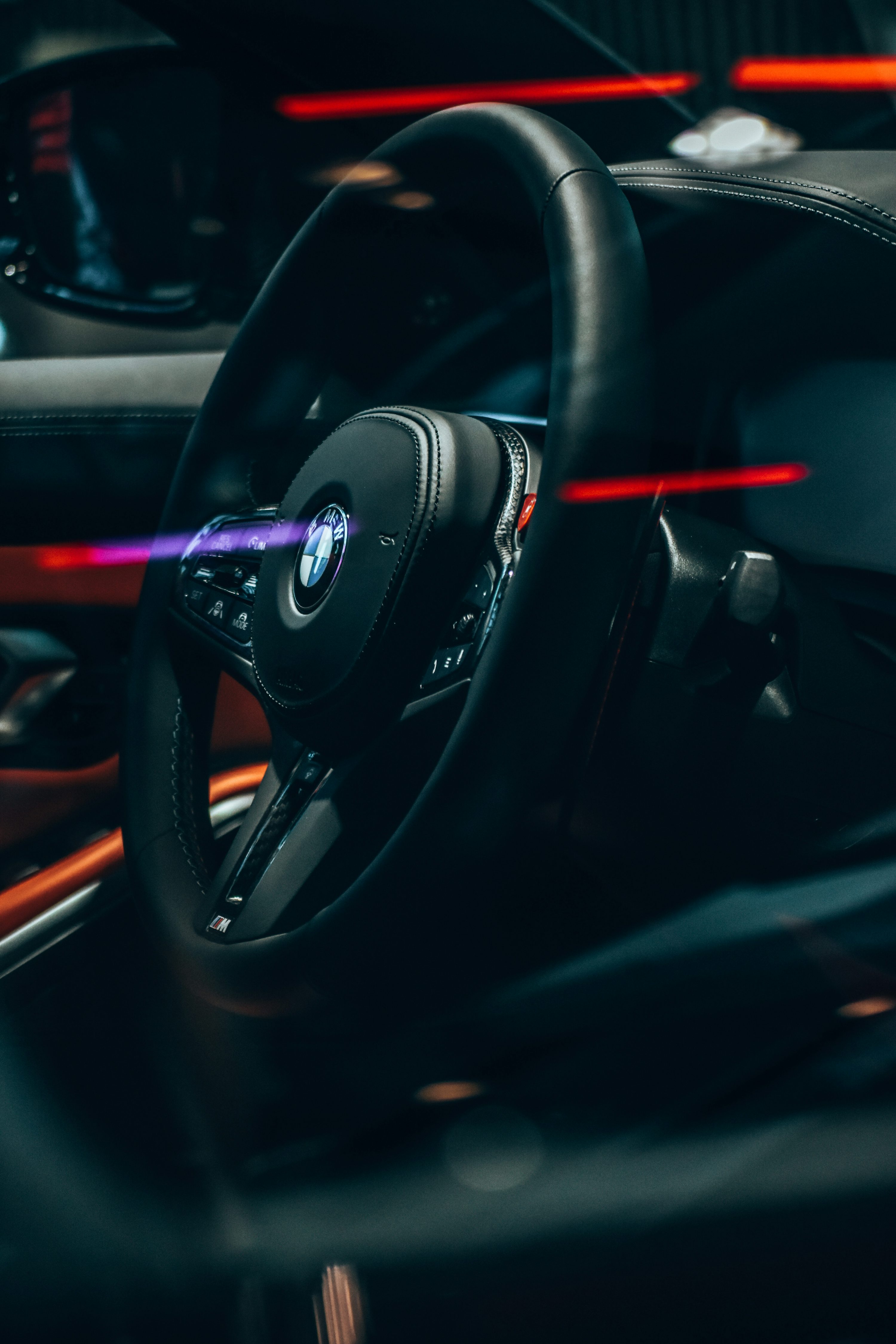 Black bmw car steering wheel photo