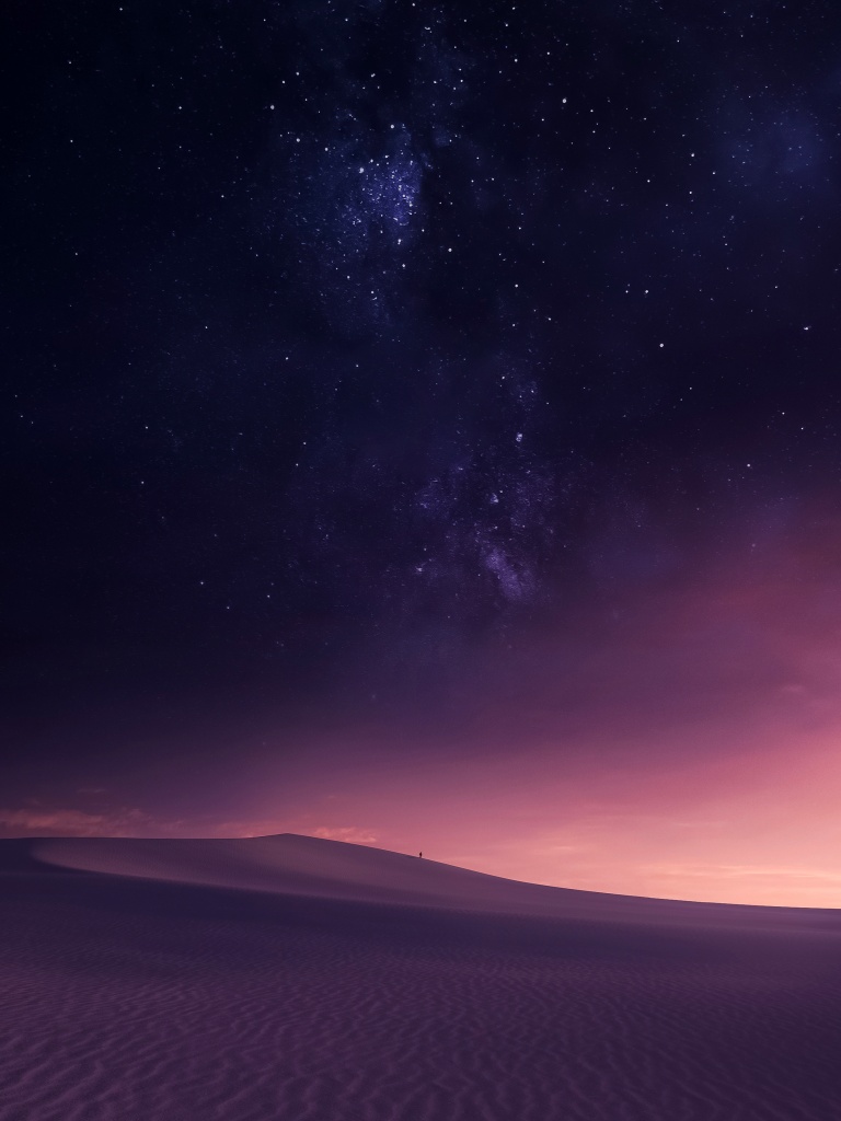 Desert Wallpaper 4K, Night sky, Sand