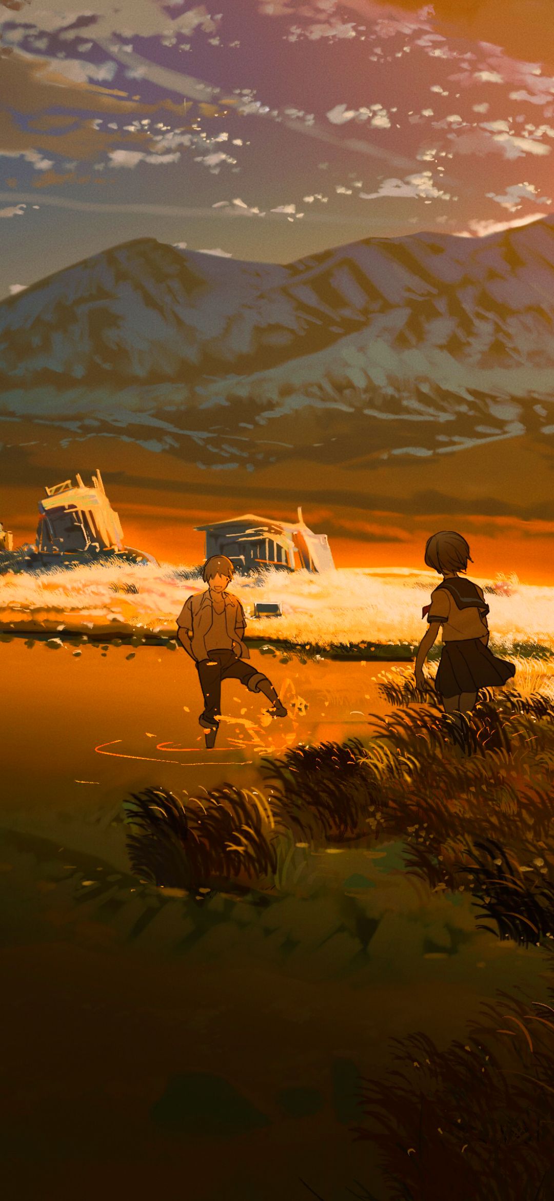 Phone wallpaper: Anime, Nature, Sunset 1385964