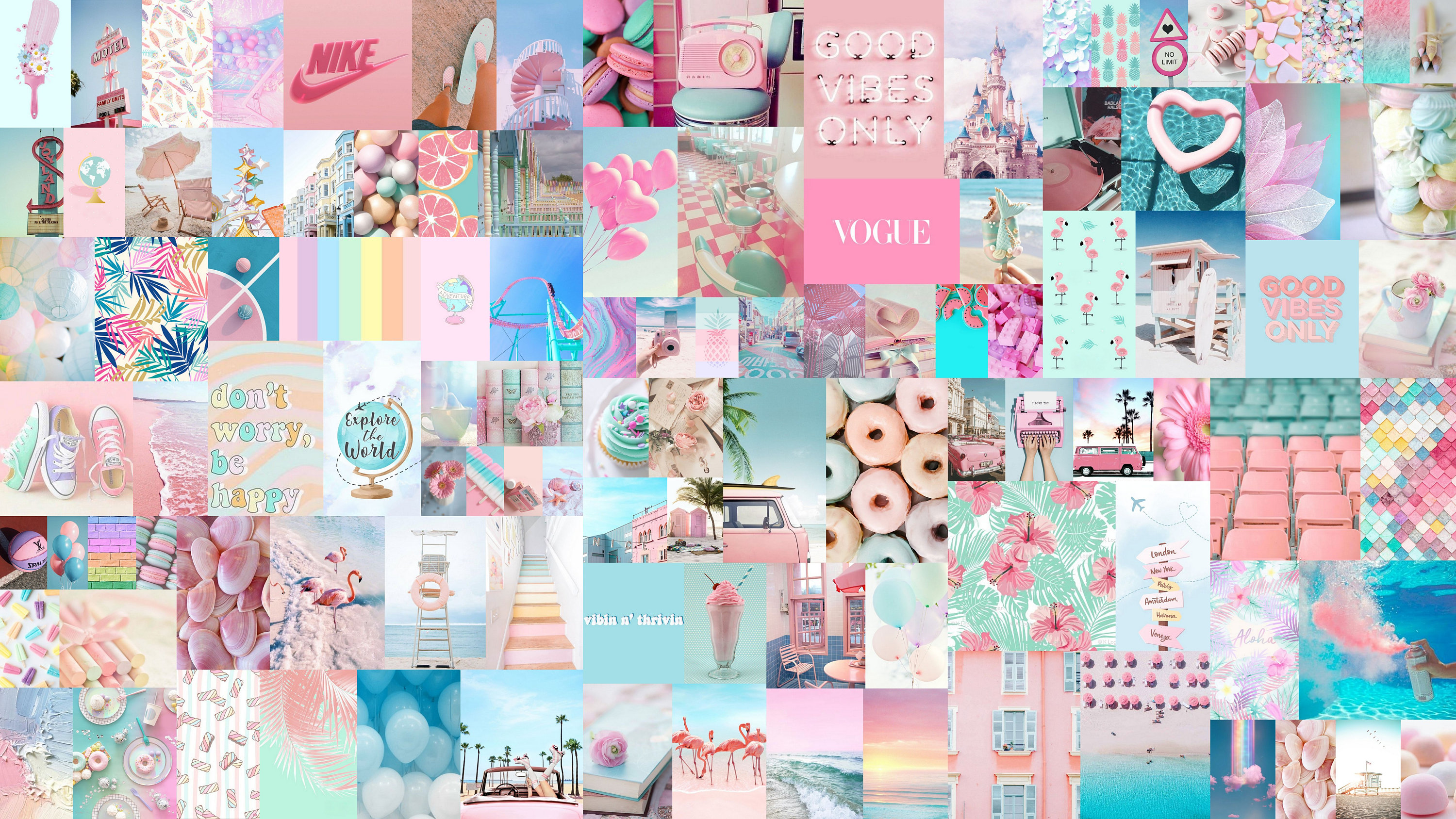 Blue Pink Aesthetic Wall Collage Kit