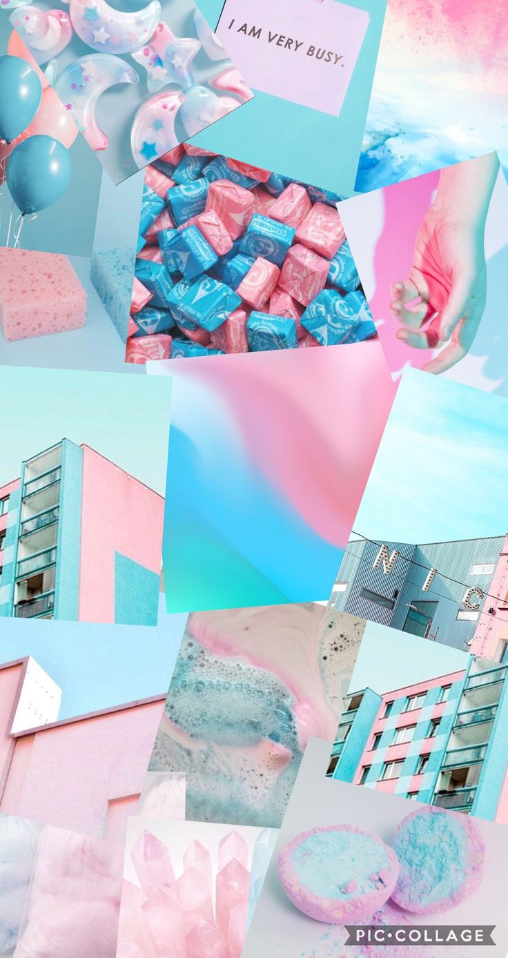 Cotton candy pastle blue and pink wallpaper