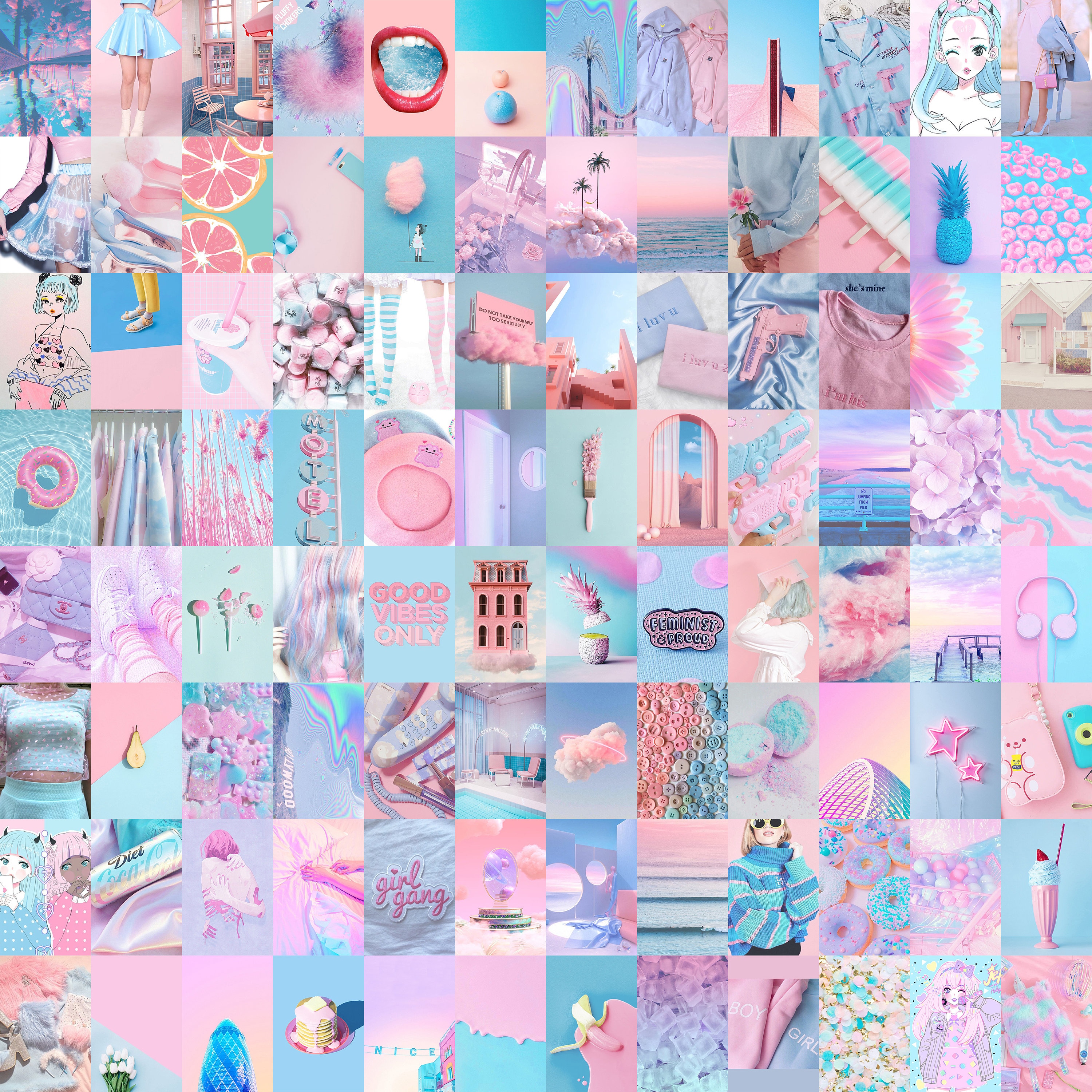 PCS Pastel Wall Collage Kit Blue