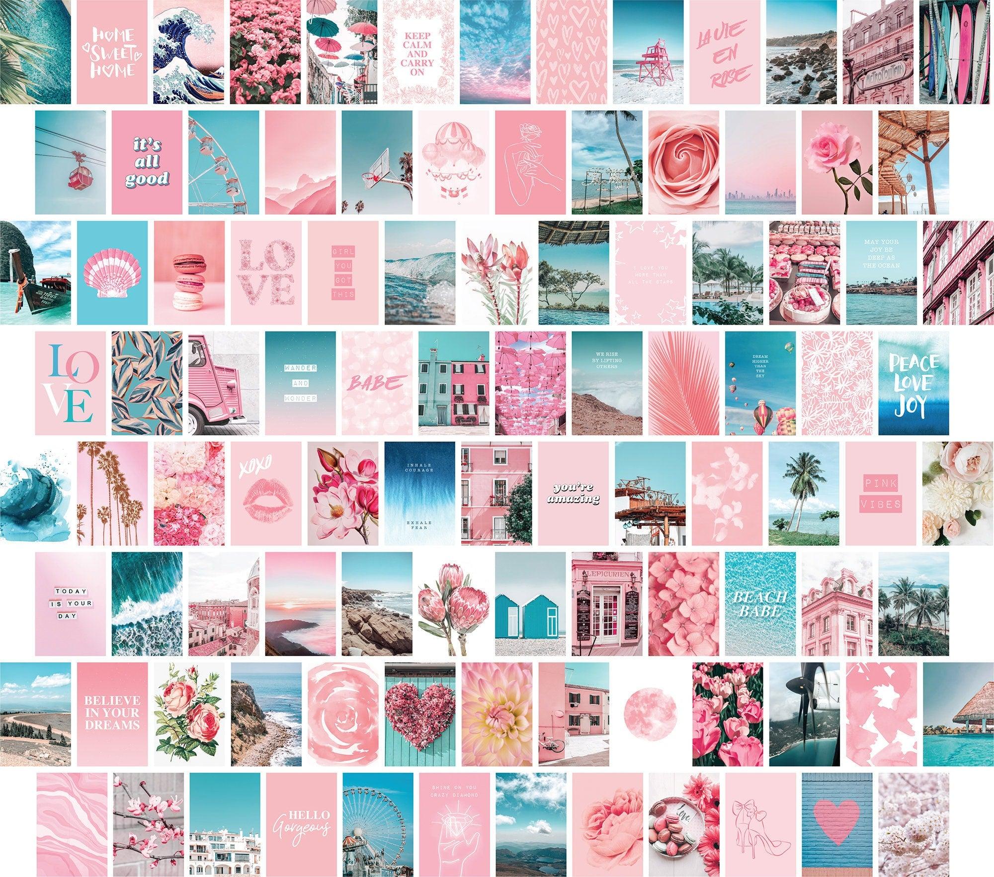 Blue Pink Wall Collage 100 Set