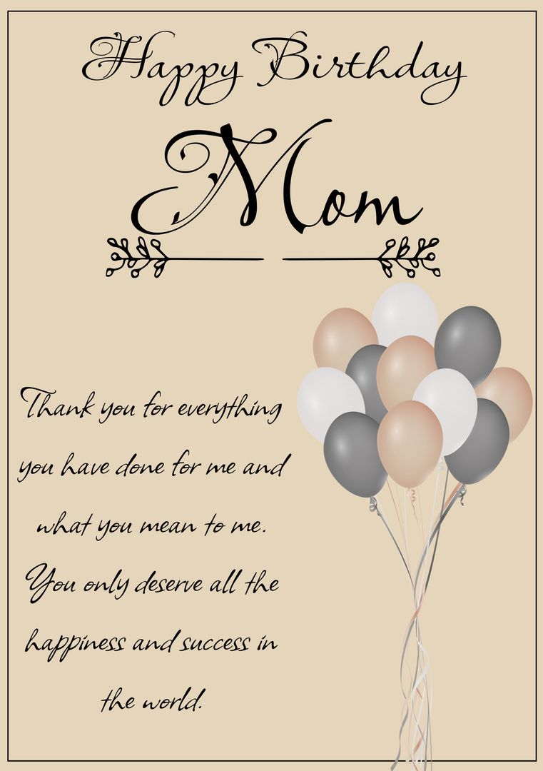 Elegant Happy Birthday Mom Card