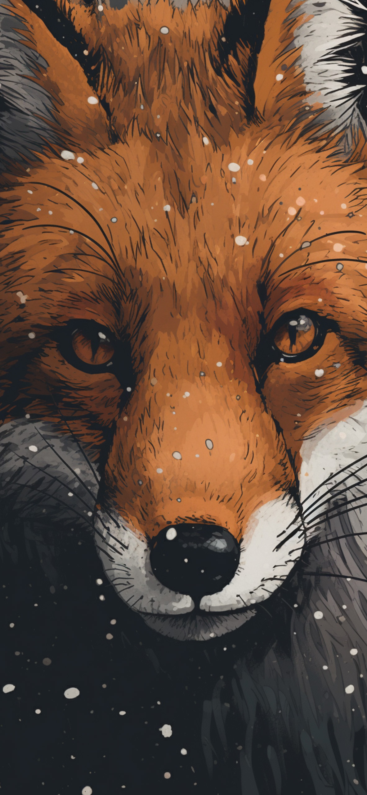 Fox & Snow Art Wallpaper