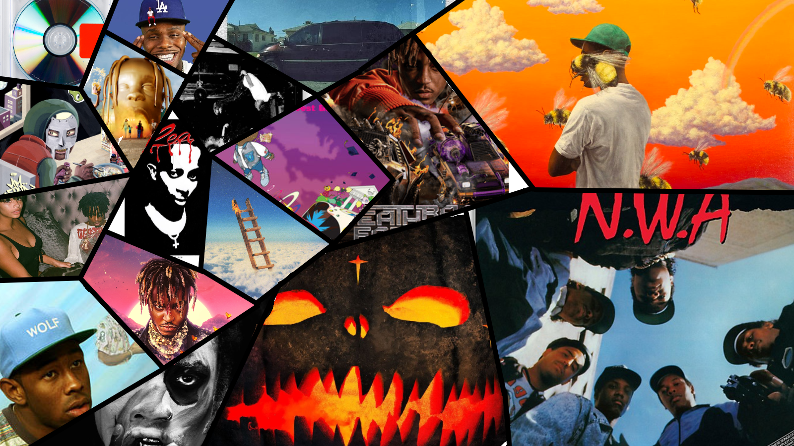 i made a album cover collage wallpaper