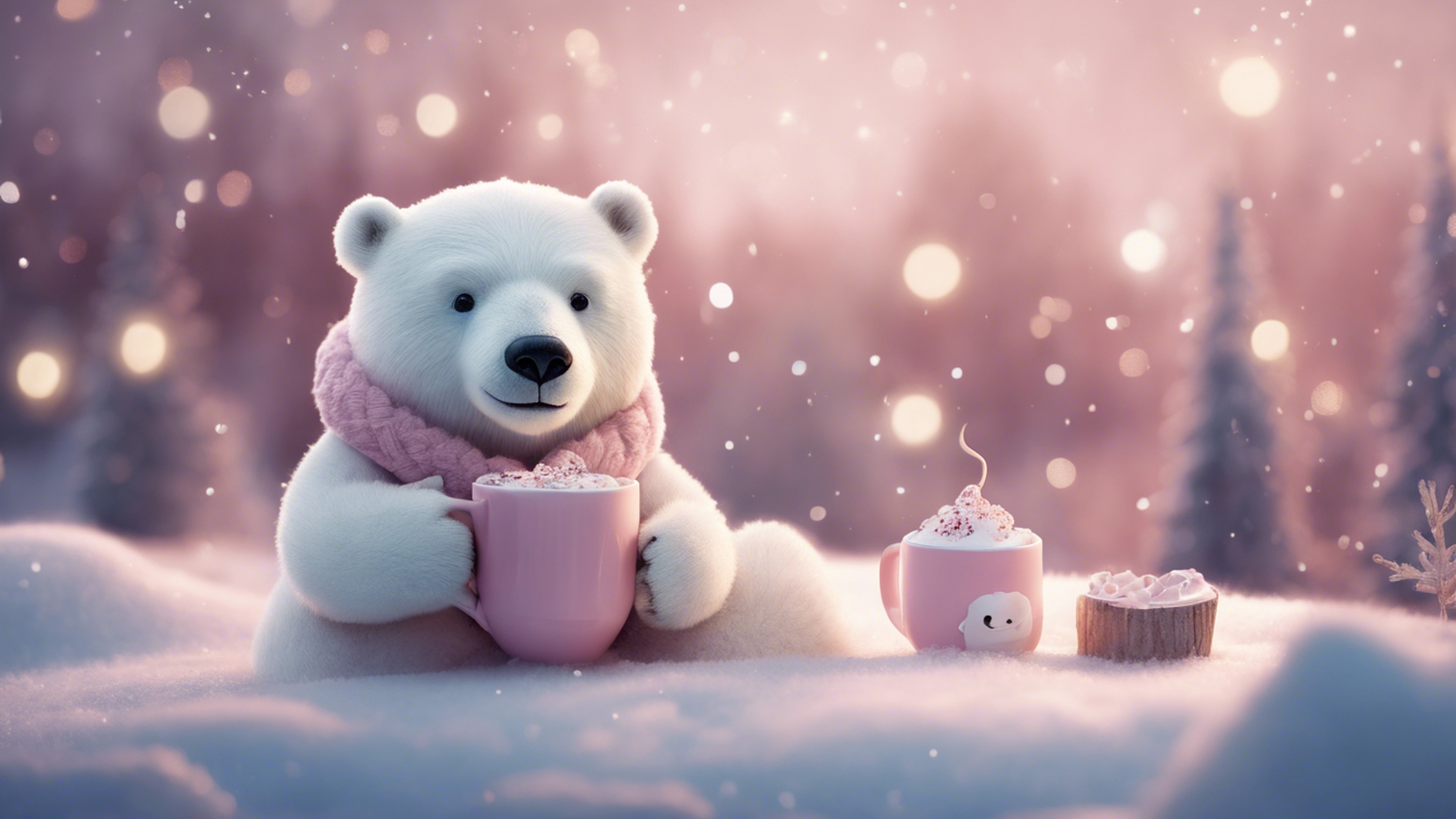 Kawaii Inspired Polar Bear Sipping