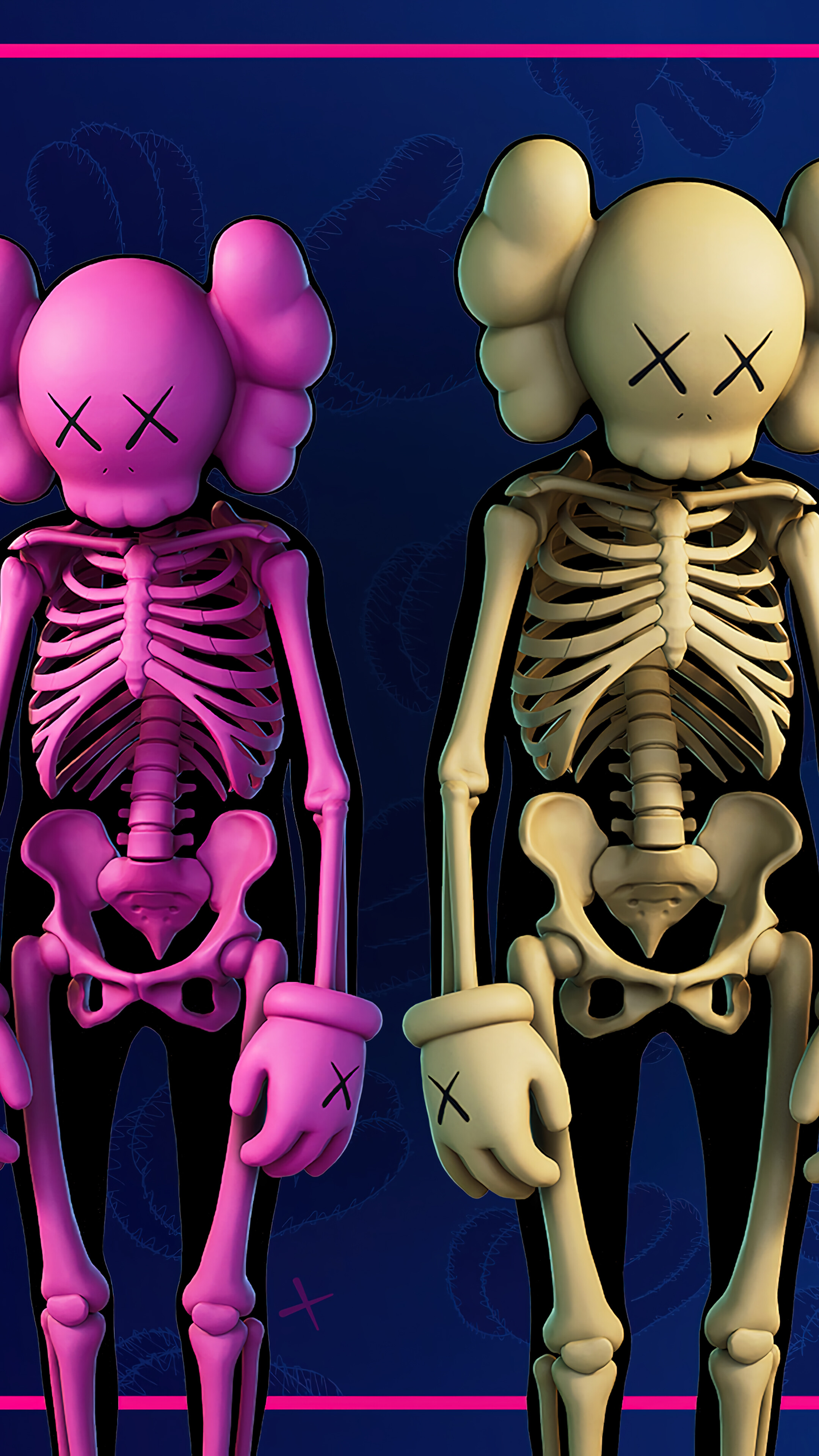 Fortnite KAWS Skeleton Wallpaper iPhone Phone 4K e