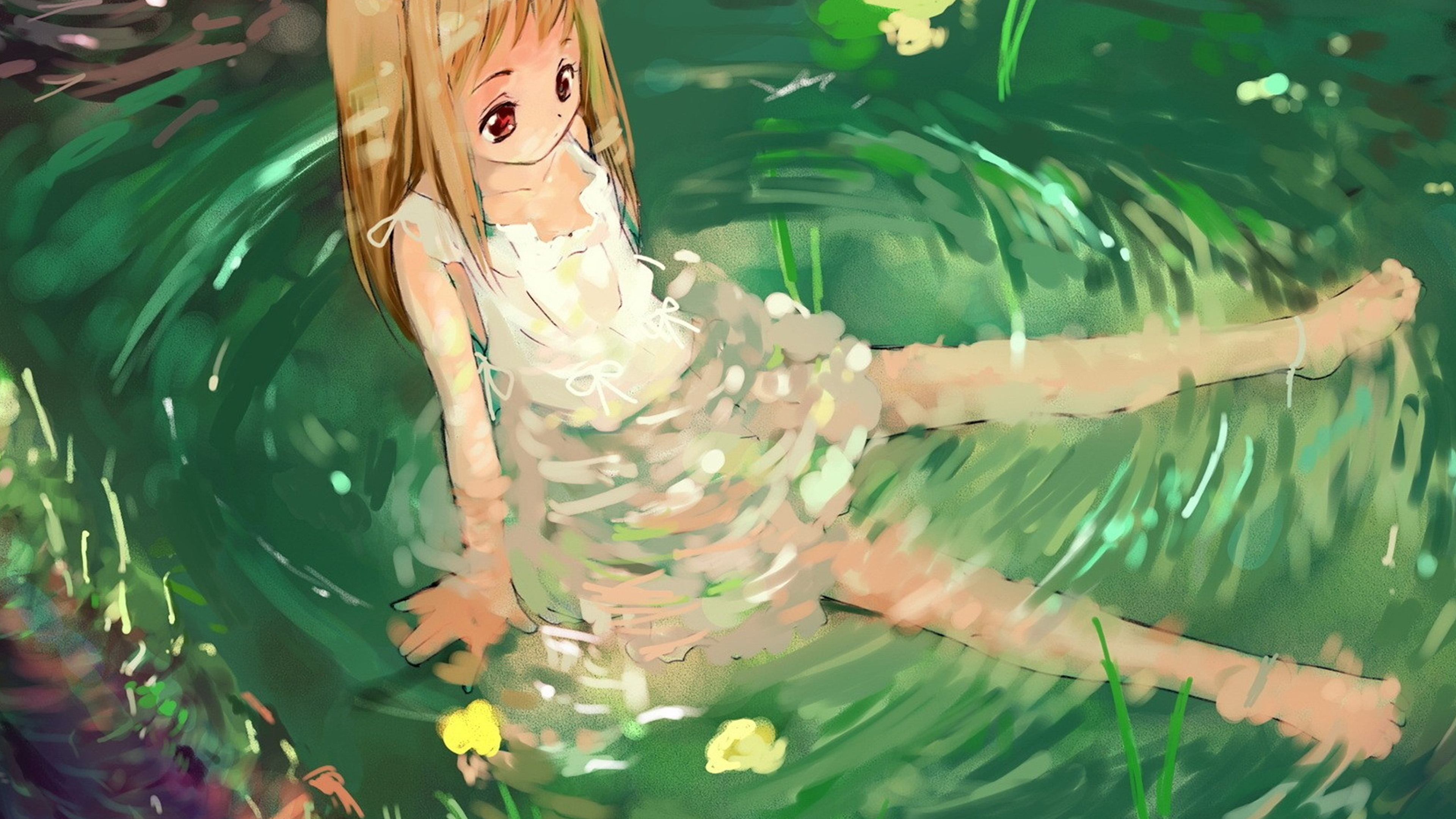 Girl Cute Anime Water Wallpaper