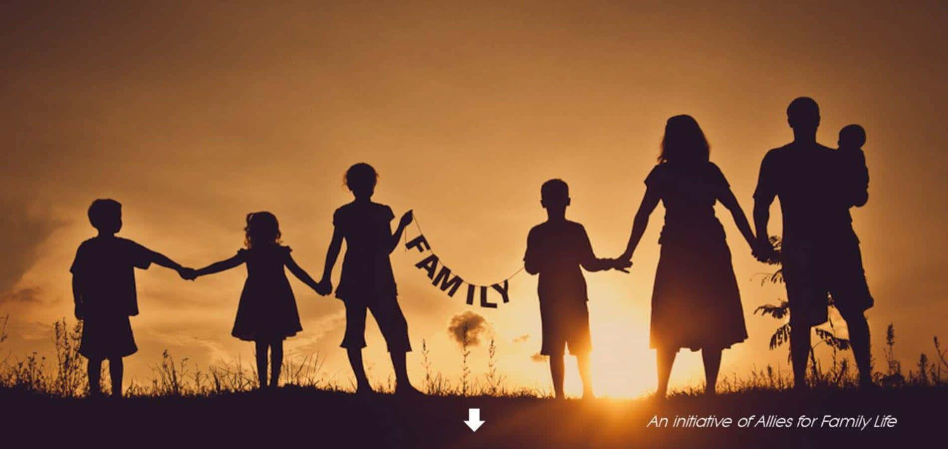 Download Family Silhouettes At Sunset