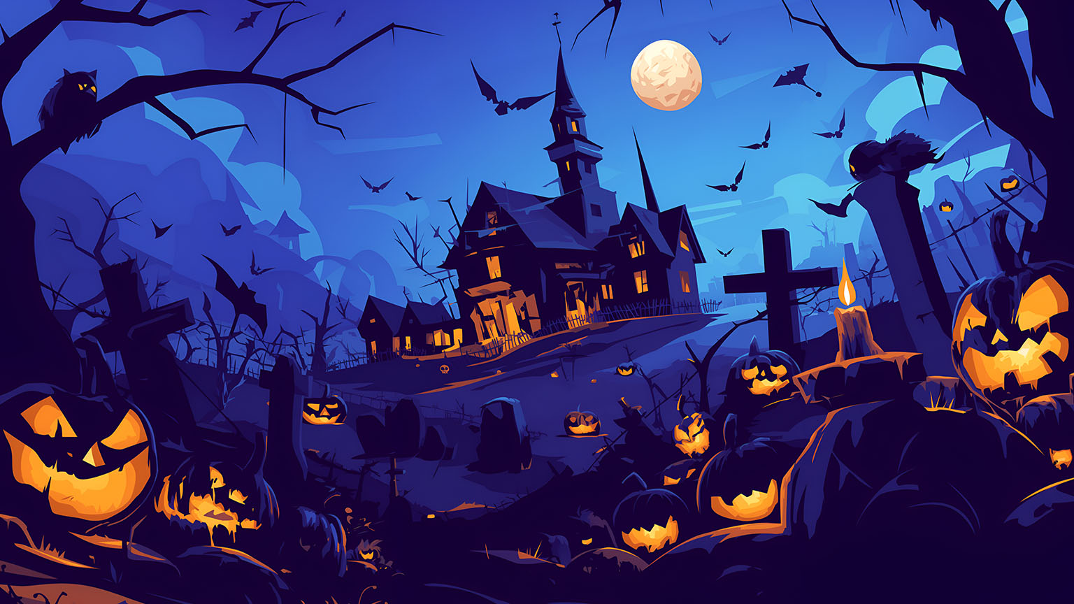 Spooky Graveyard Halloween Wallpaper