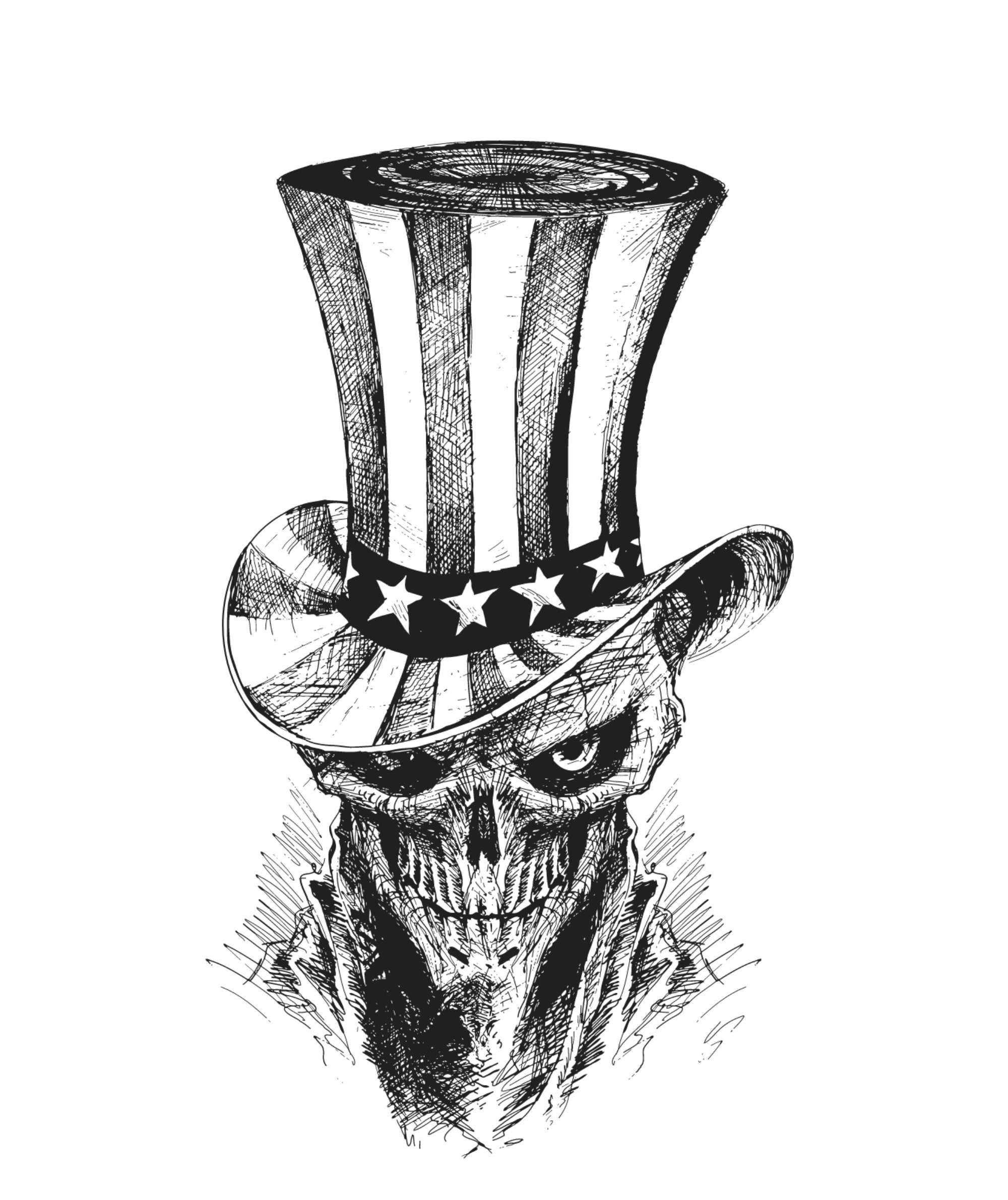 Hand Drawn Uncle Sam Skull SVG Devil
