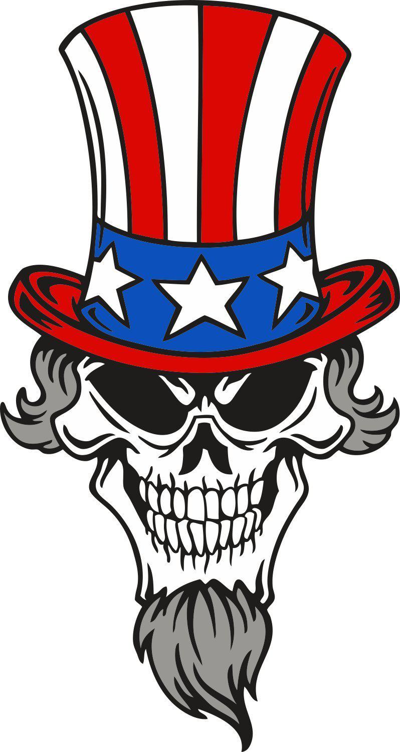 Skull Uncle Sam color decal stickers