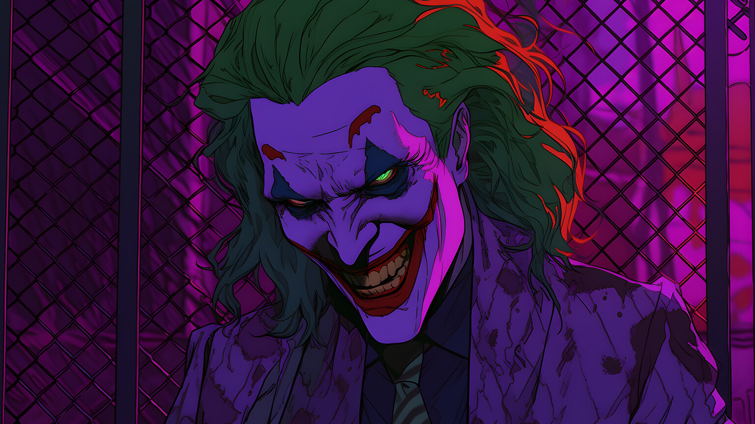 Scary Joker Purple Desktop Wallpaper