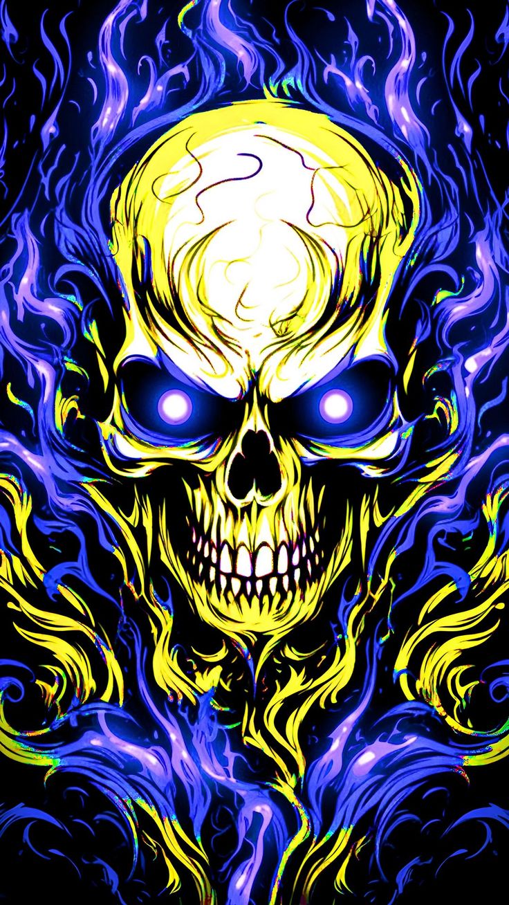 Wallpaper skull, fire, art, Art 4K