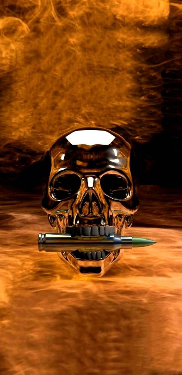 Orange Skull wallpaper