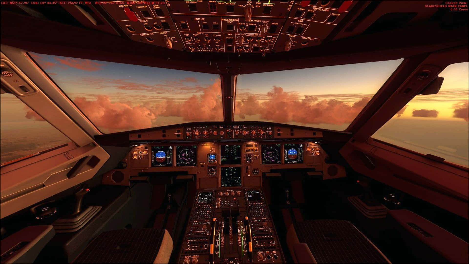 Download Sunset Flight Cockpit View Wallpaper