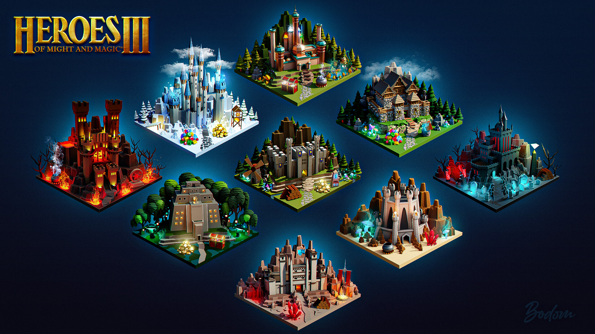 Magic 3- Wallpaper of 3D low poly cities