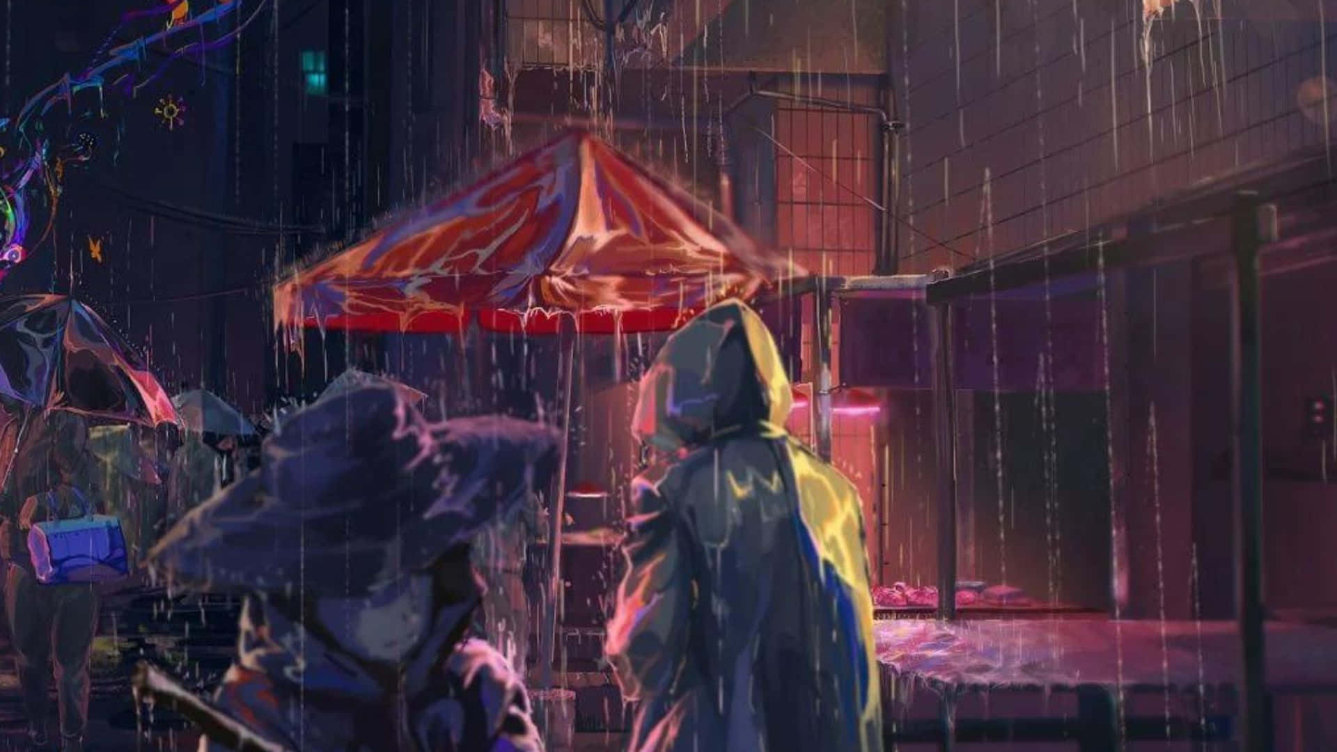 Anime Rain Background. Wallpaper