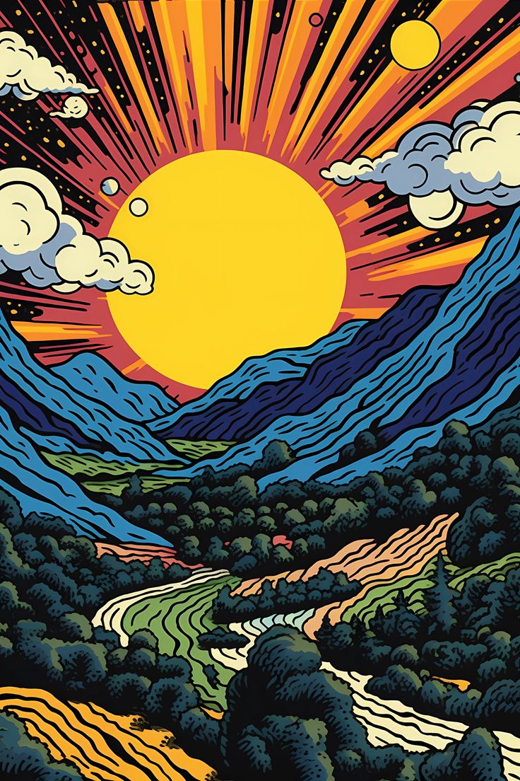 Abstract Landscape with Majestic Mountains