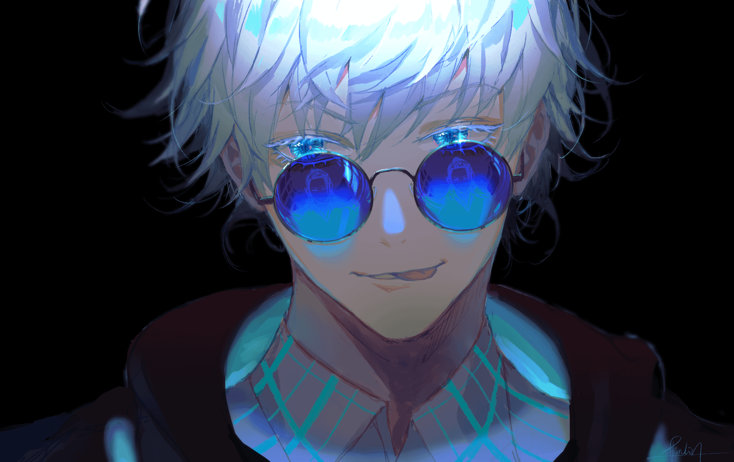 blue glasses