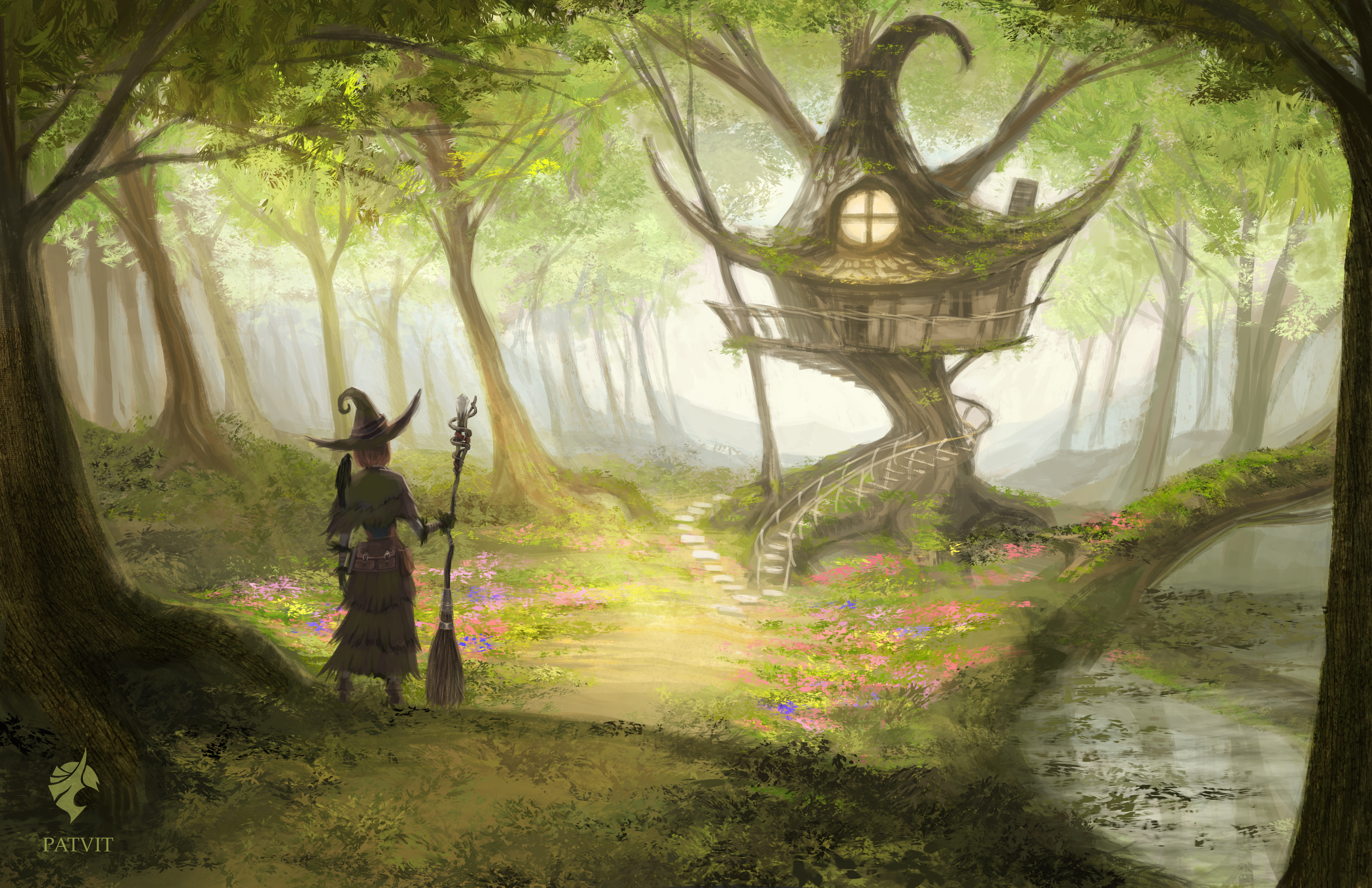 Download Broom Forest Tree House Witch