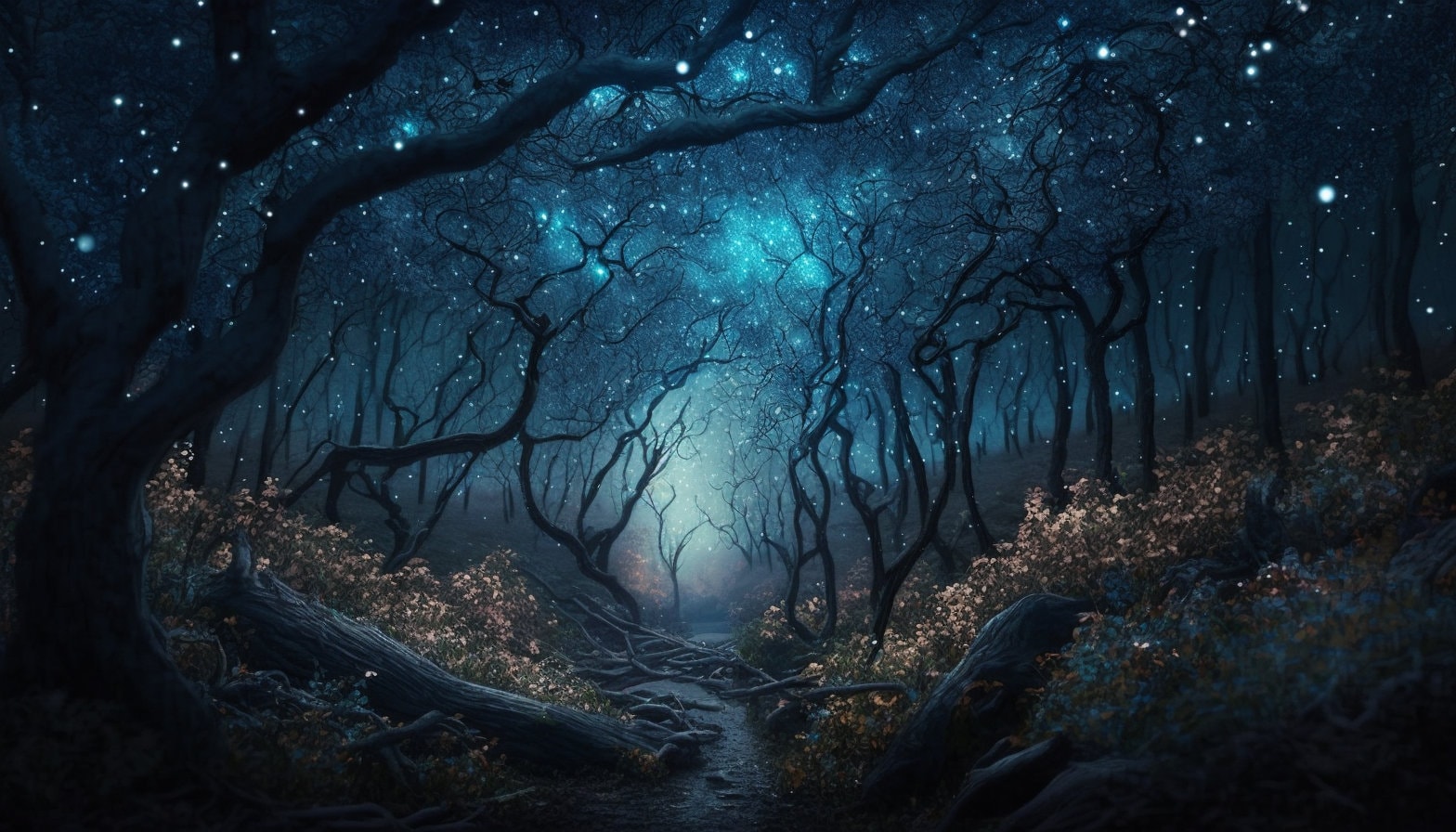 Night Forest Wallpaper Image