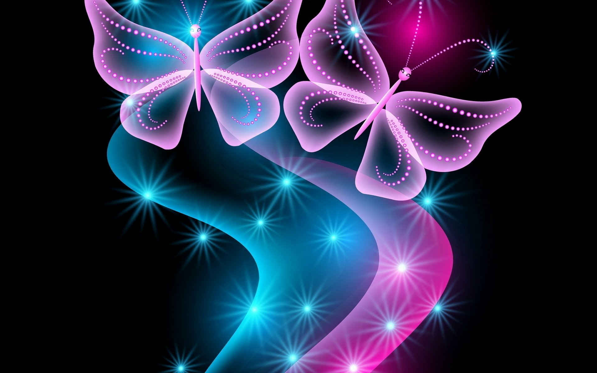 Blue Neon Artistic Butterfly HD Wallpaper