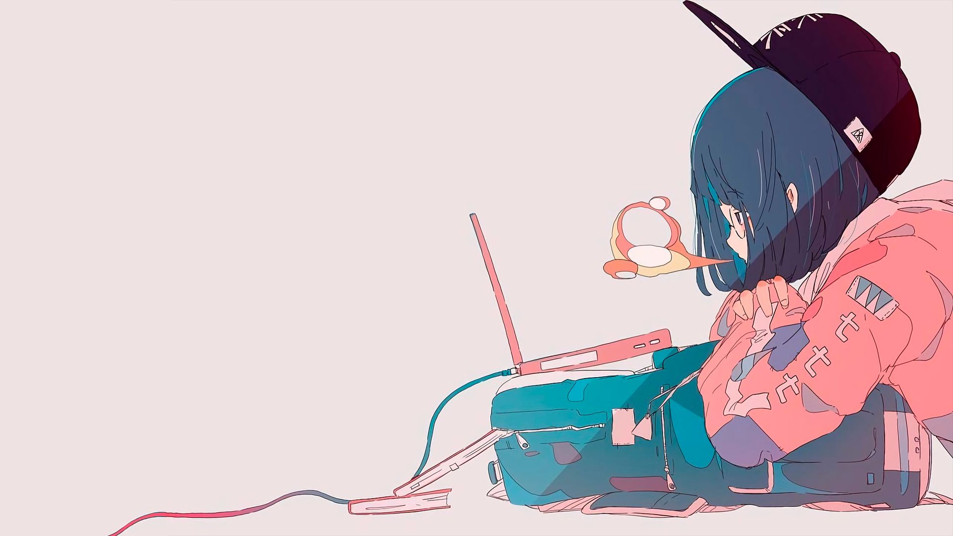desktop wallpaper: Anime, Girl, Laptop