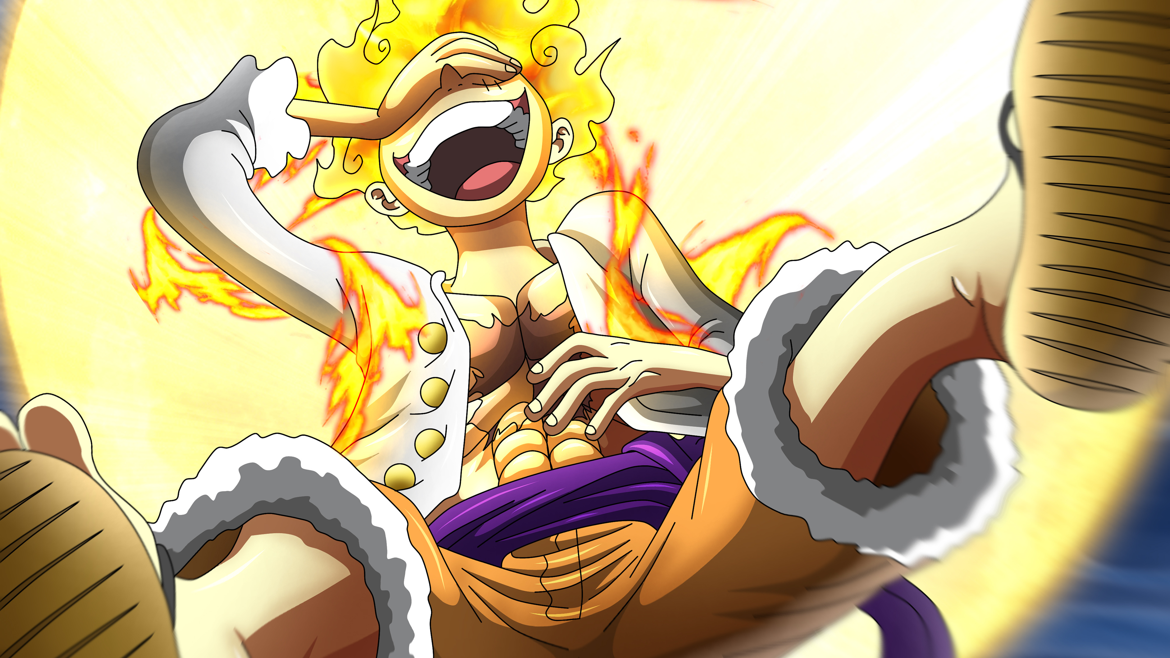 Luffy Sun God Nika Gear 5 Wallpaper 4K