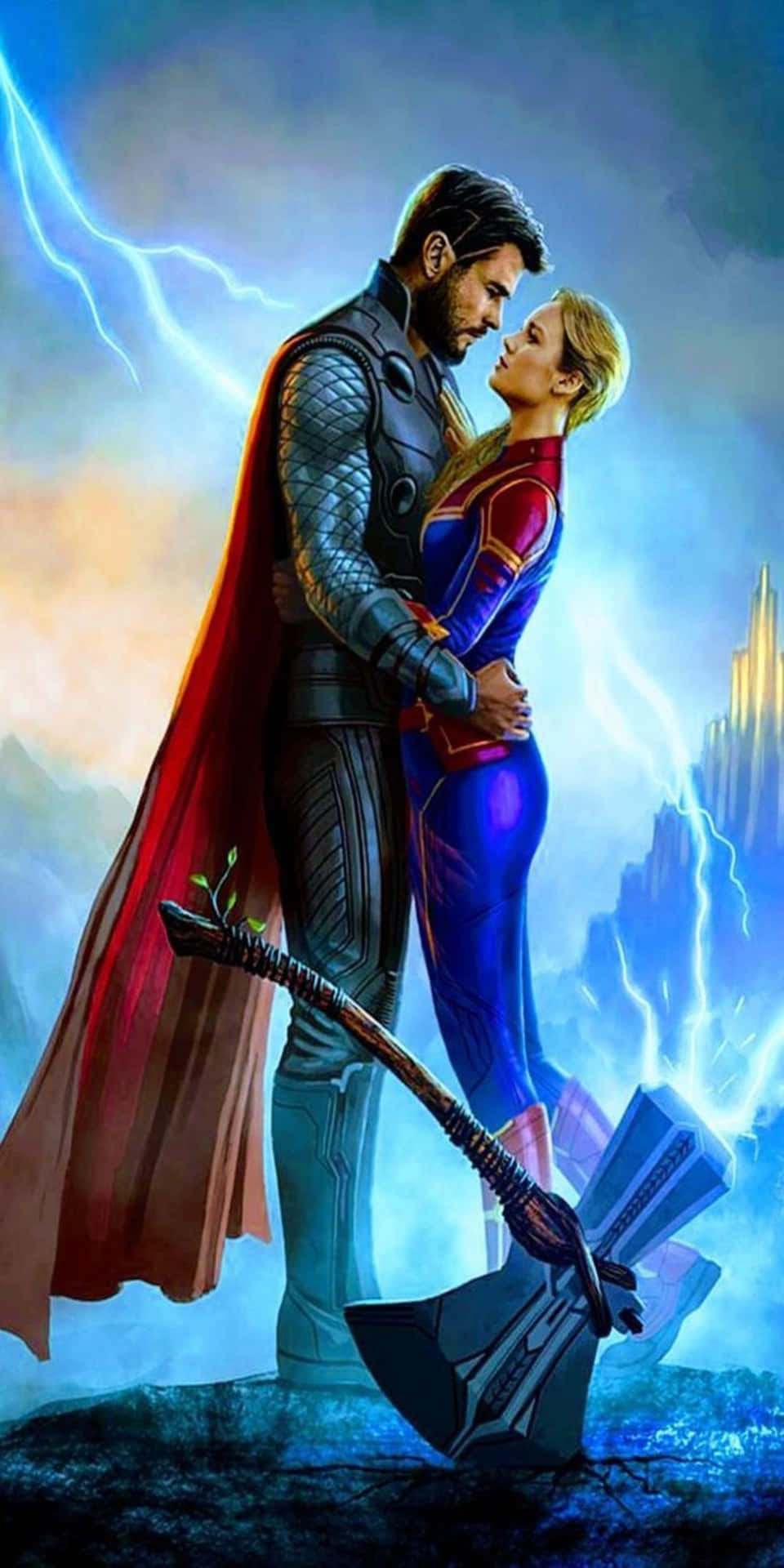 Captain Marvel And Thor Background