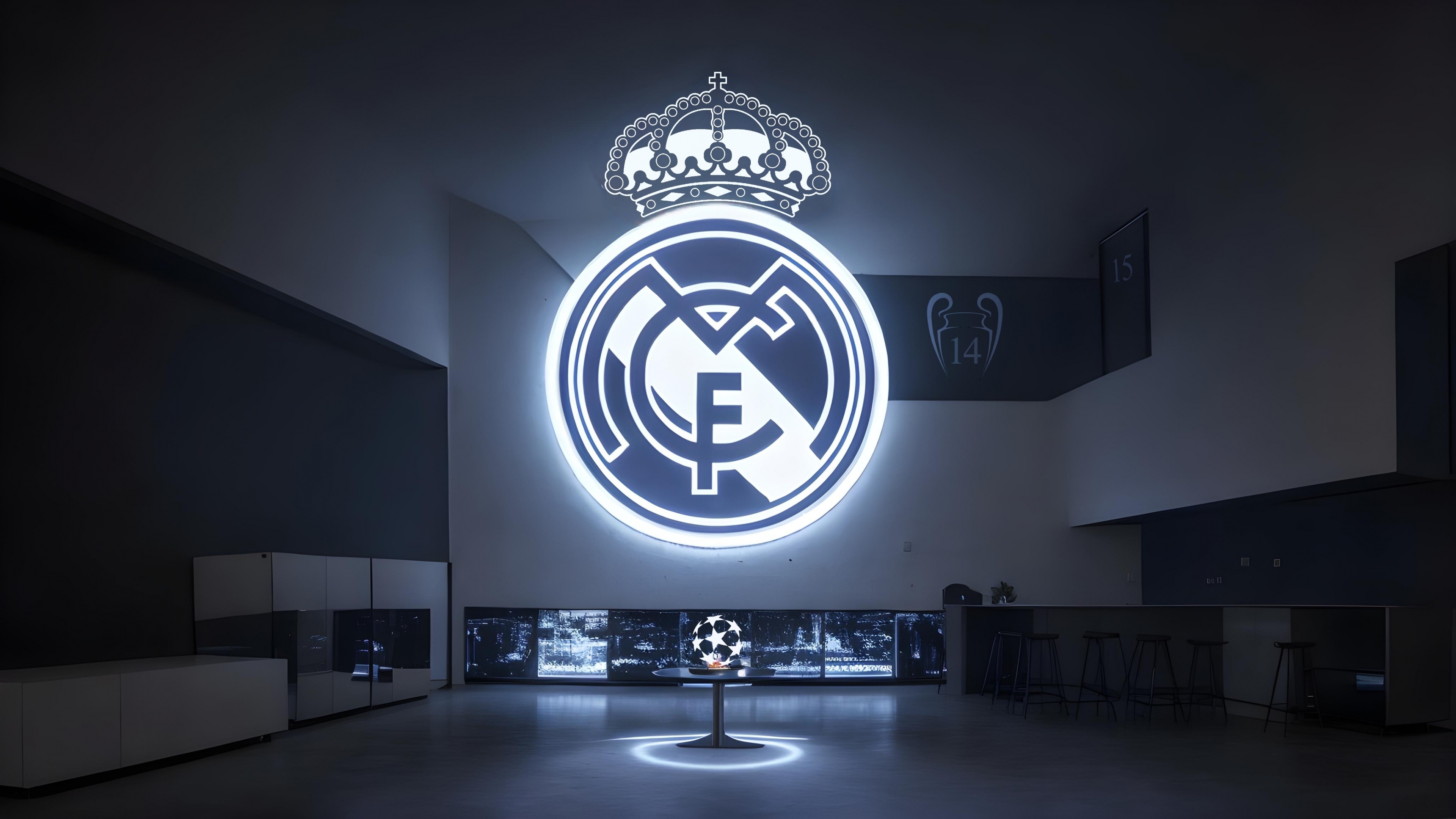 Real Madrid CF Glowing Logo 4K Wallpaper