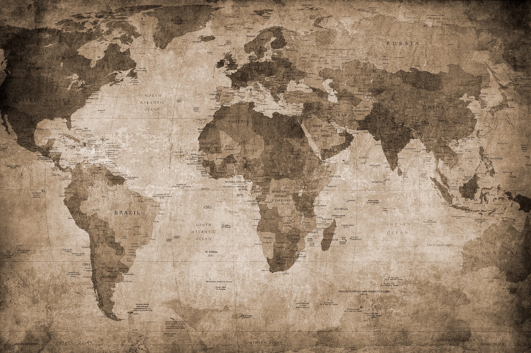Wallpaper Map, Brown Murals