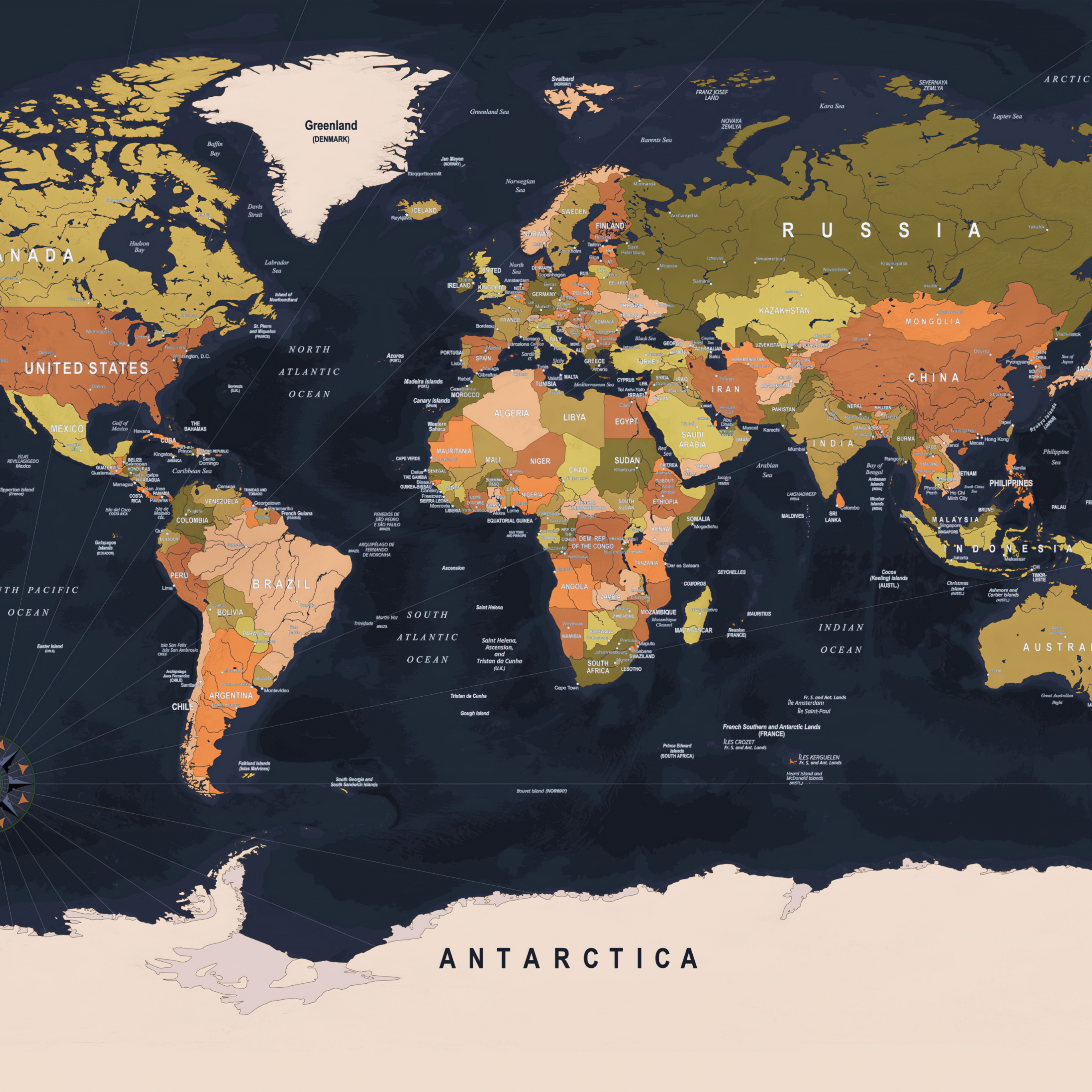 World map Wallpaper 4K, Design