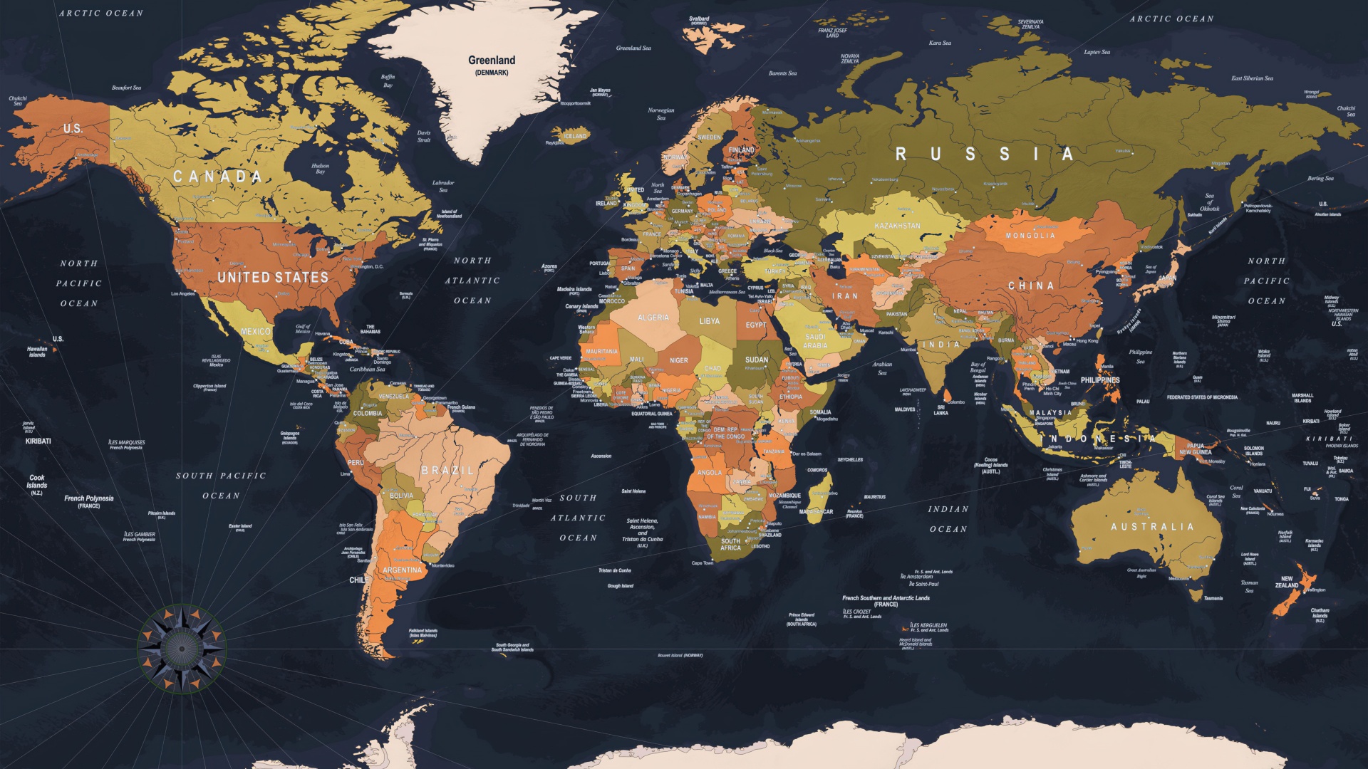 World map Wallpaper 4K, Design