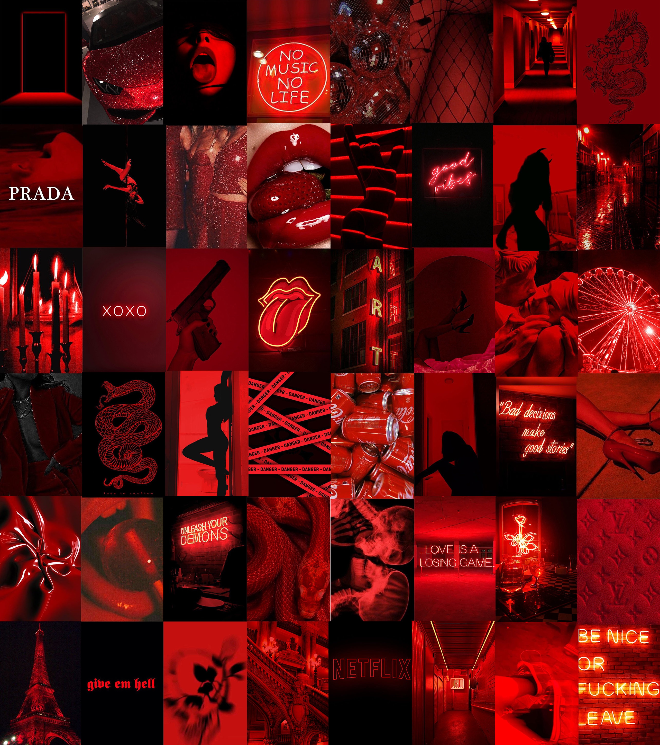 Red Aesthetic Collage Kit