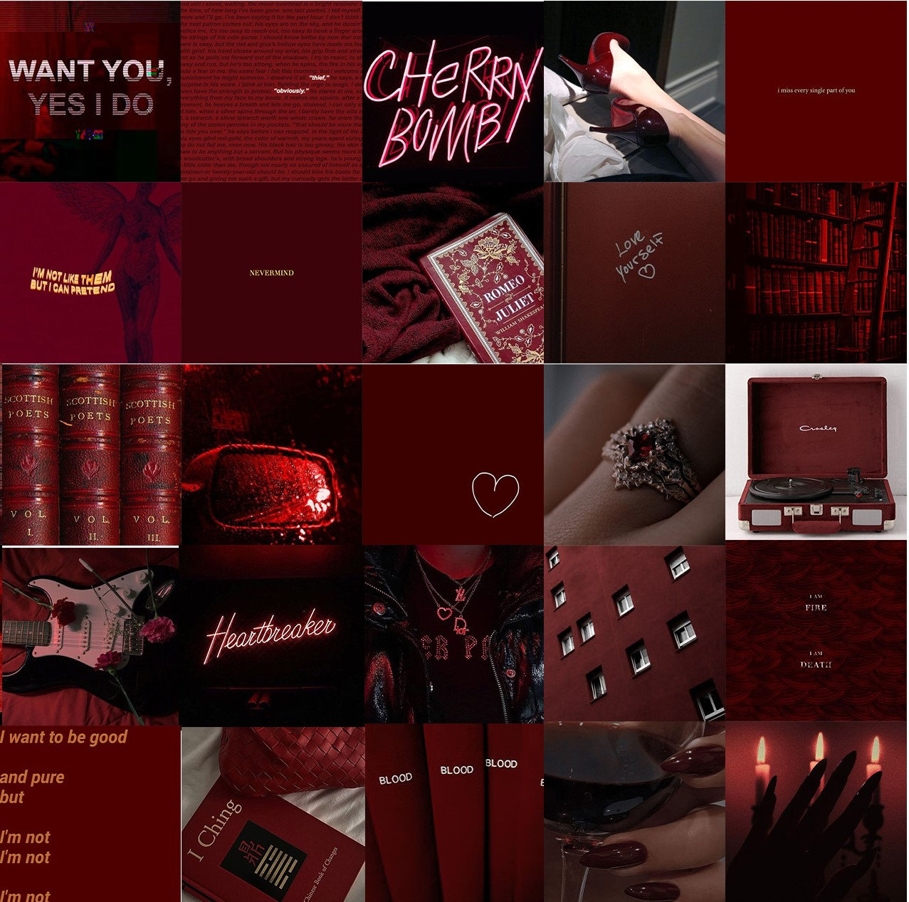 PCS Dark Red Wall Collage Kit